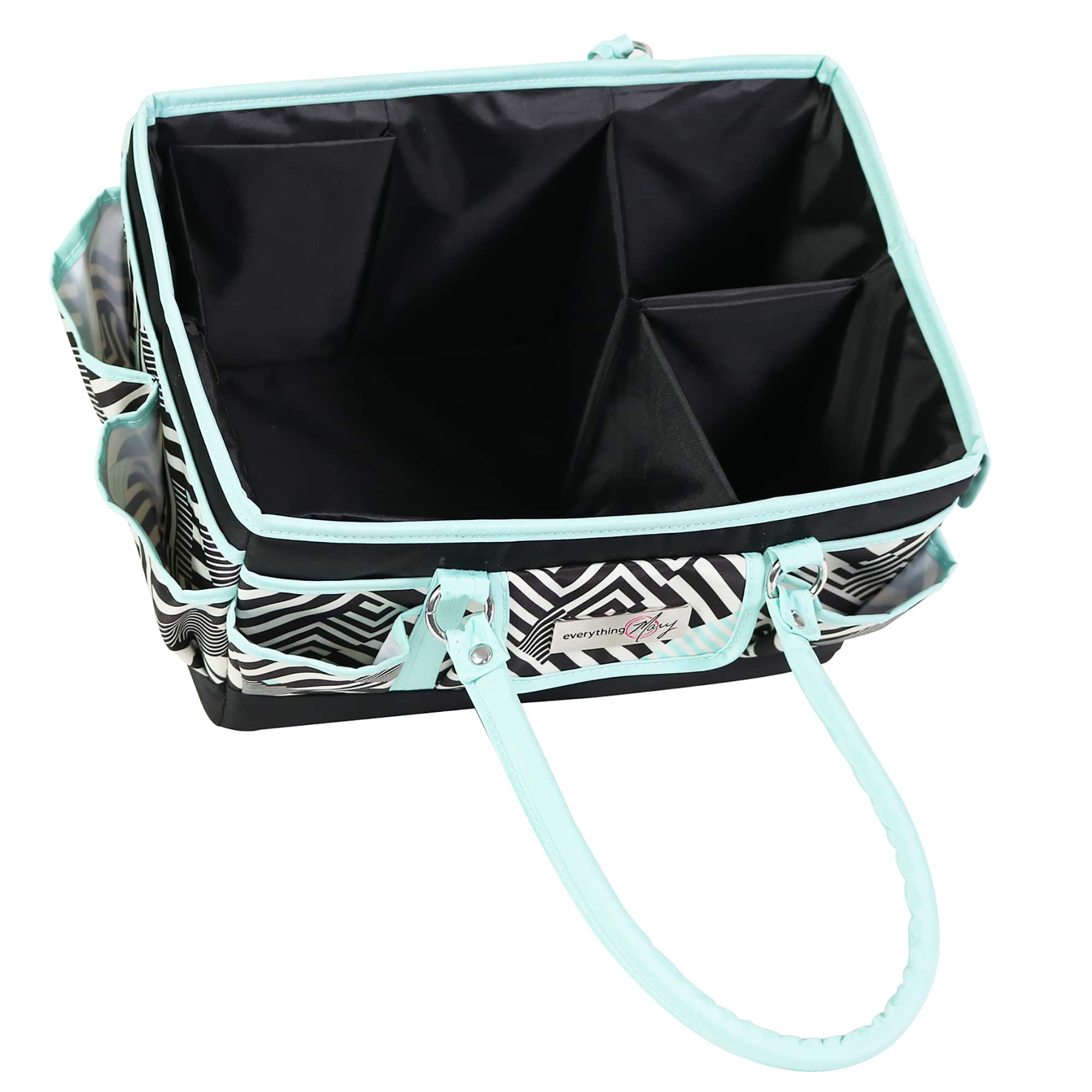 Everything Mary Teal Geometric Deluxe Store & Tote Craft Organizer