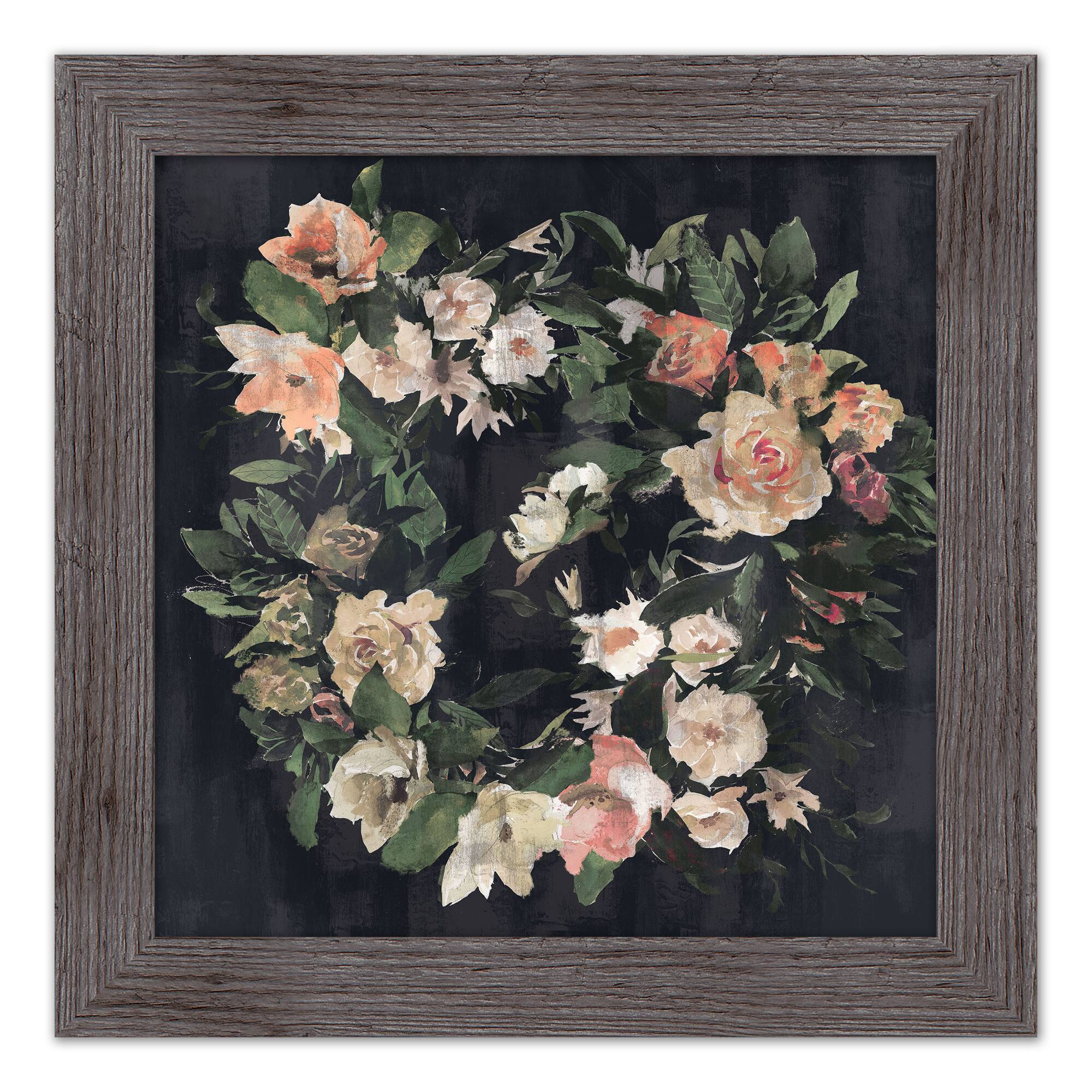 Navy Floral 16" x 16" Western Gray Framed Print