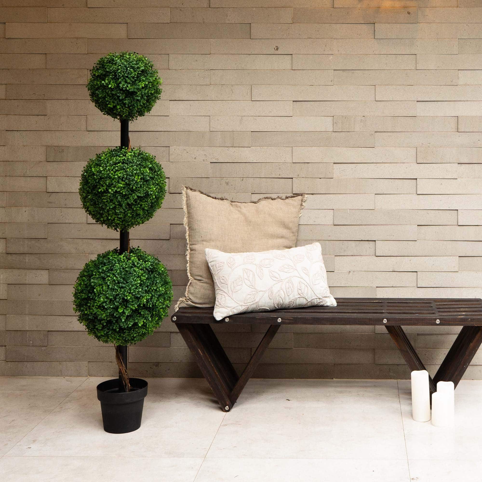 4ft. Potted Artificial Triple Ball Boxwood Topiary Tree