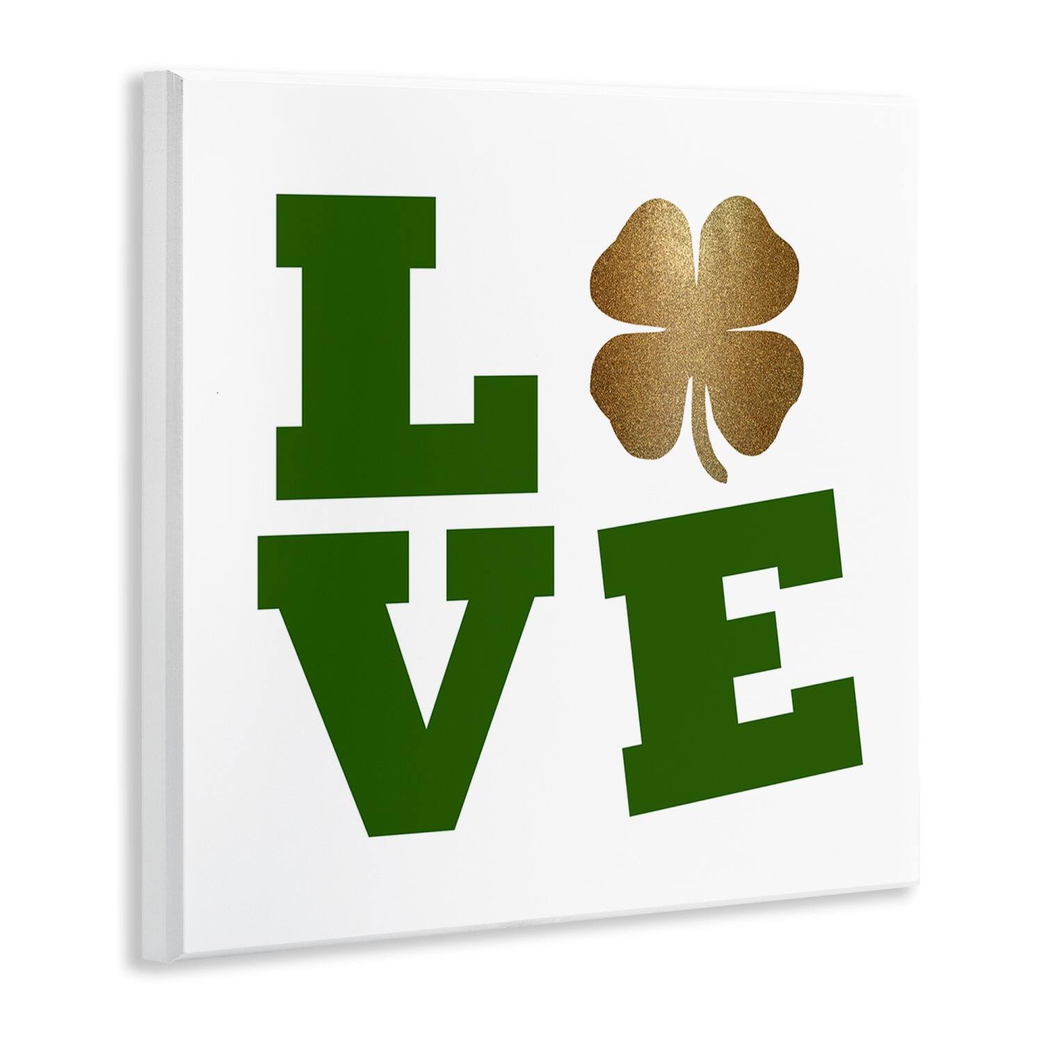 Stupell Industries St Patrick's Day Clover Love Canvas Wall Art