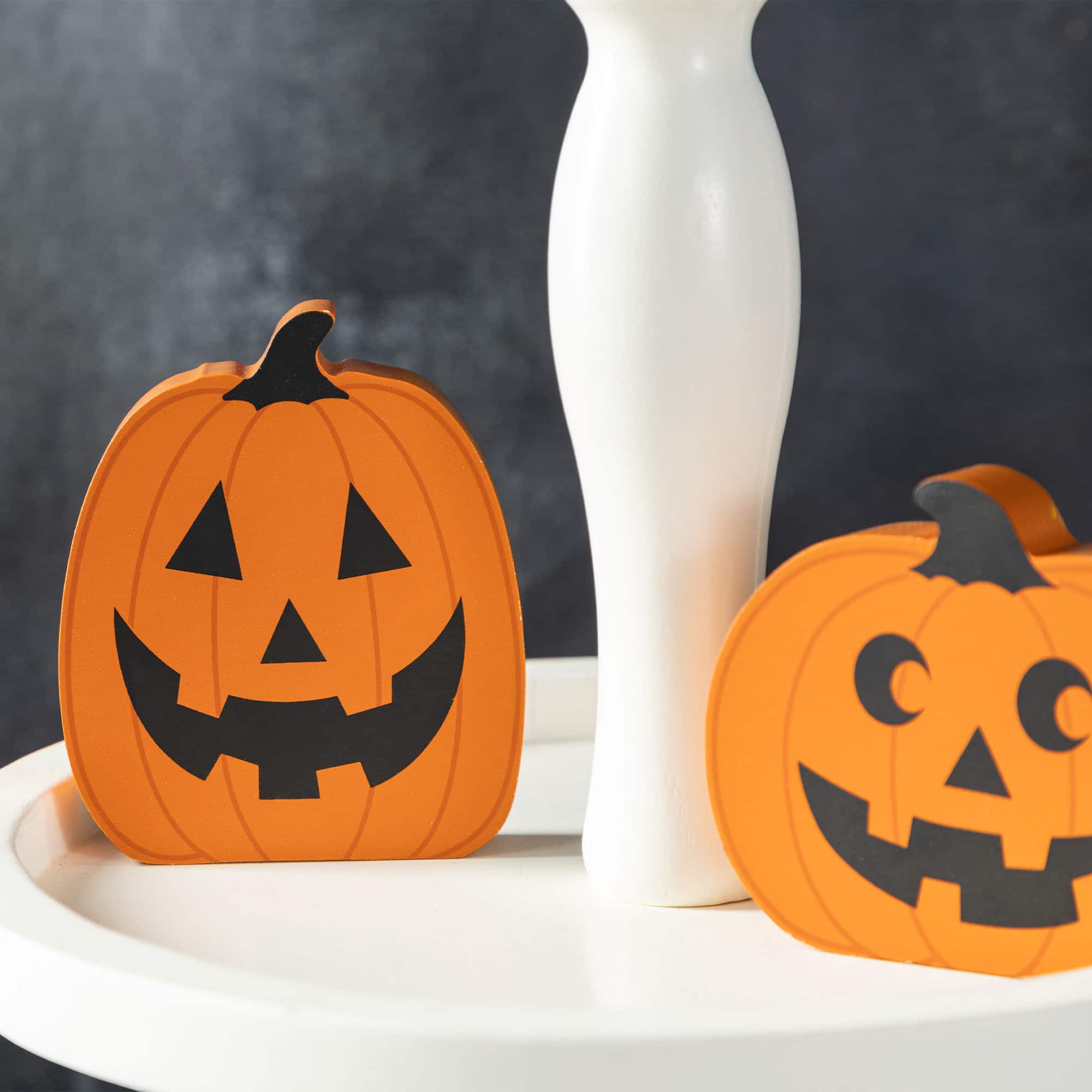 Glitzhome® Halloween Wooden Haunted House, Pumpkin & Ghost Table Block Set
