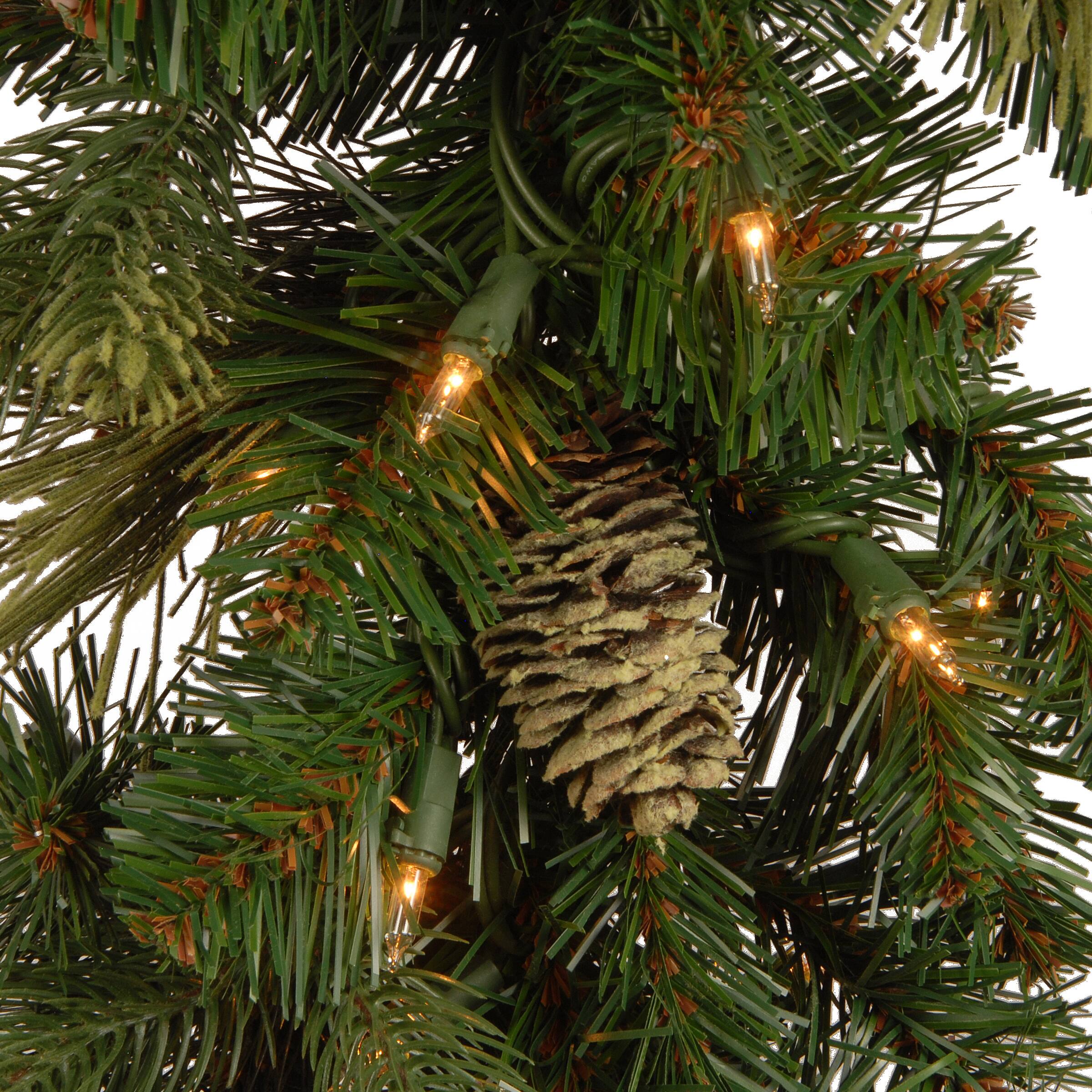 9' x 10" Pre-lit Carolina Pine Artificial Christmas Garland with Flocked Cones & 100 Battery Operated LED Lights