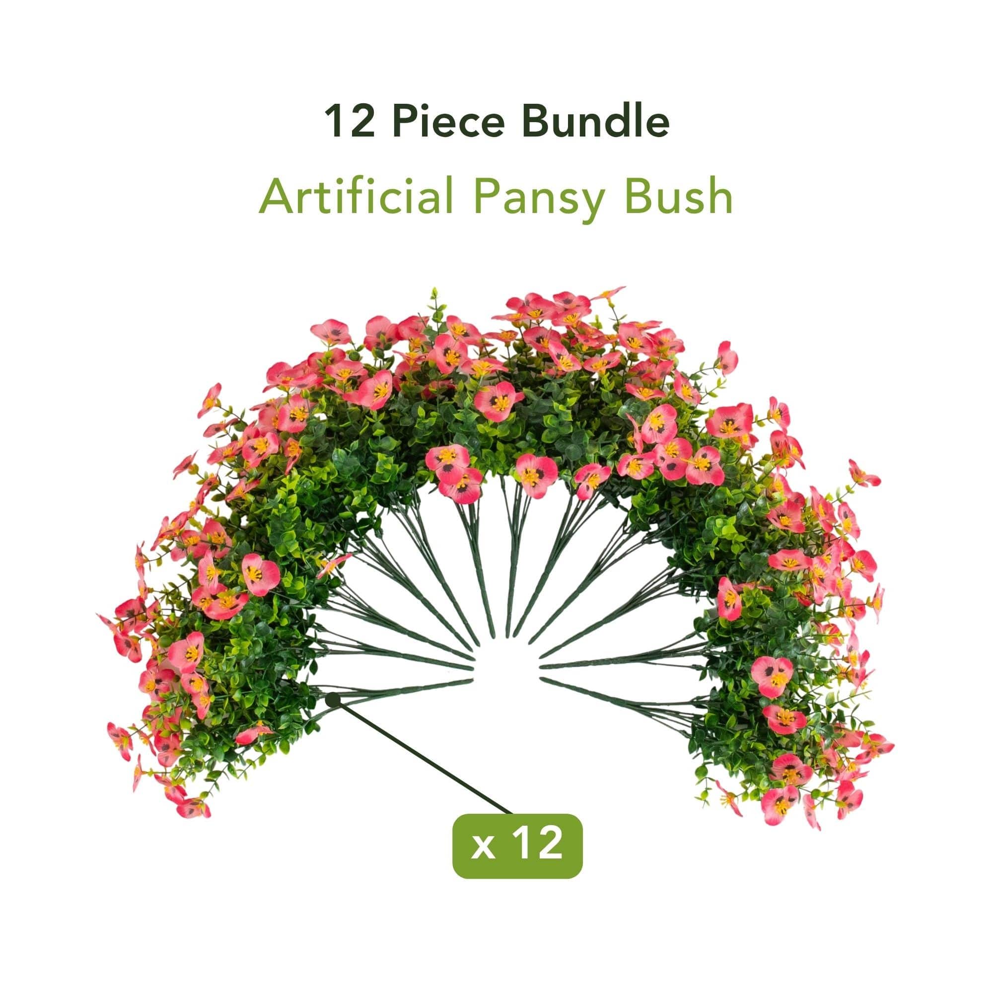 13" UV Resistant Artificial Pansy Bushes, 12ct.
