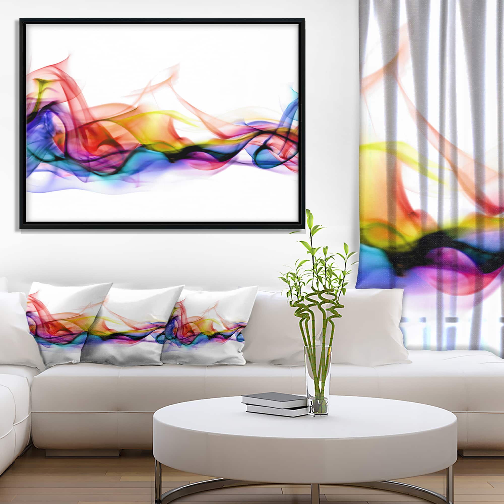 Designart - Abstract Smoke - Contemporary Framed Canvas Artwork