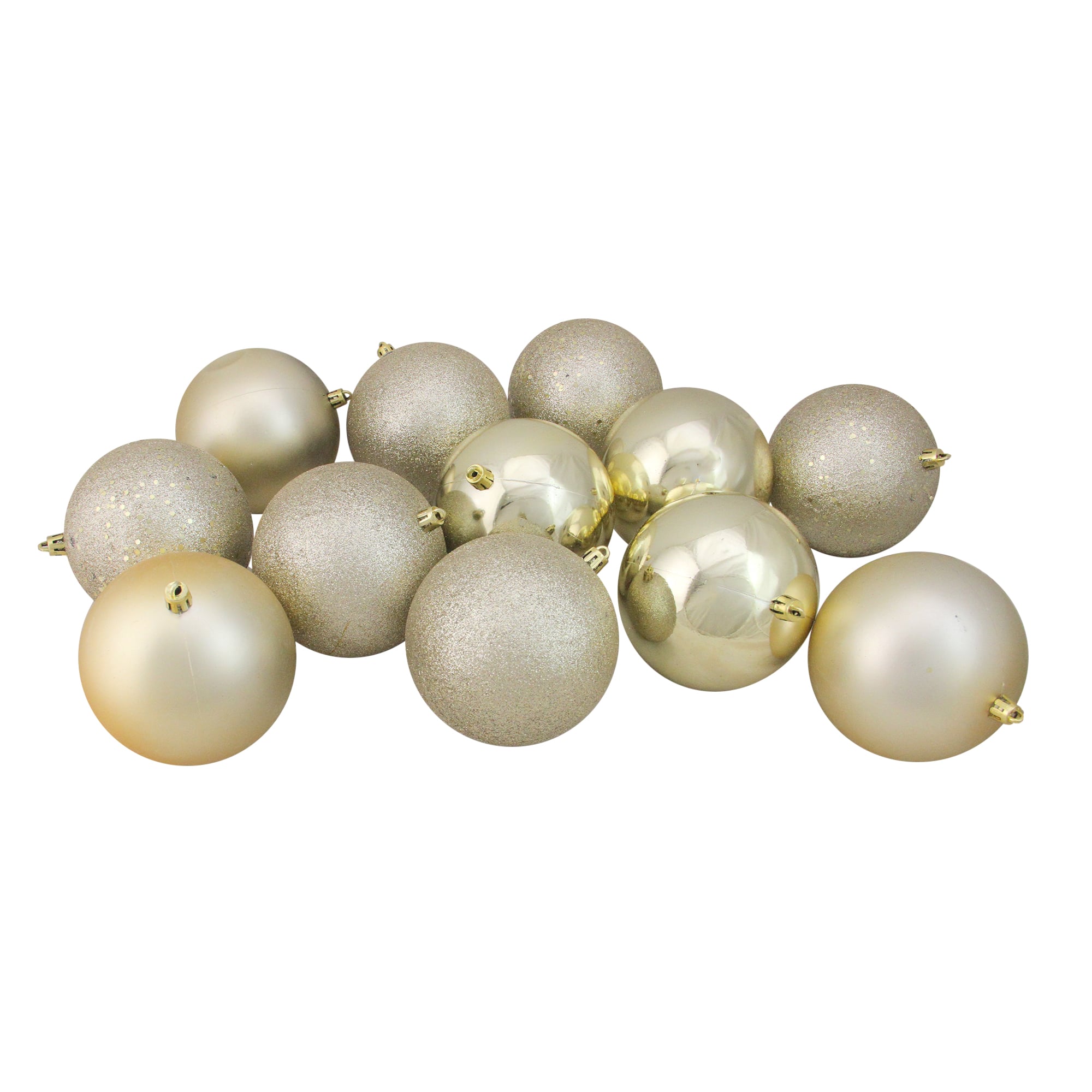 12ct. Champagne Gold Shatterproof Christmas Ball Ornaments Set
