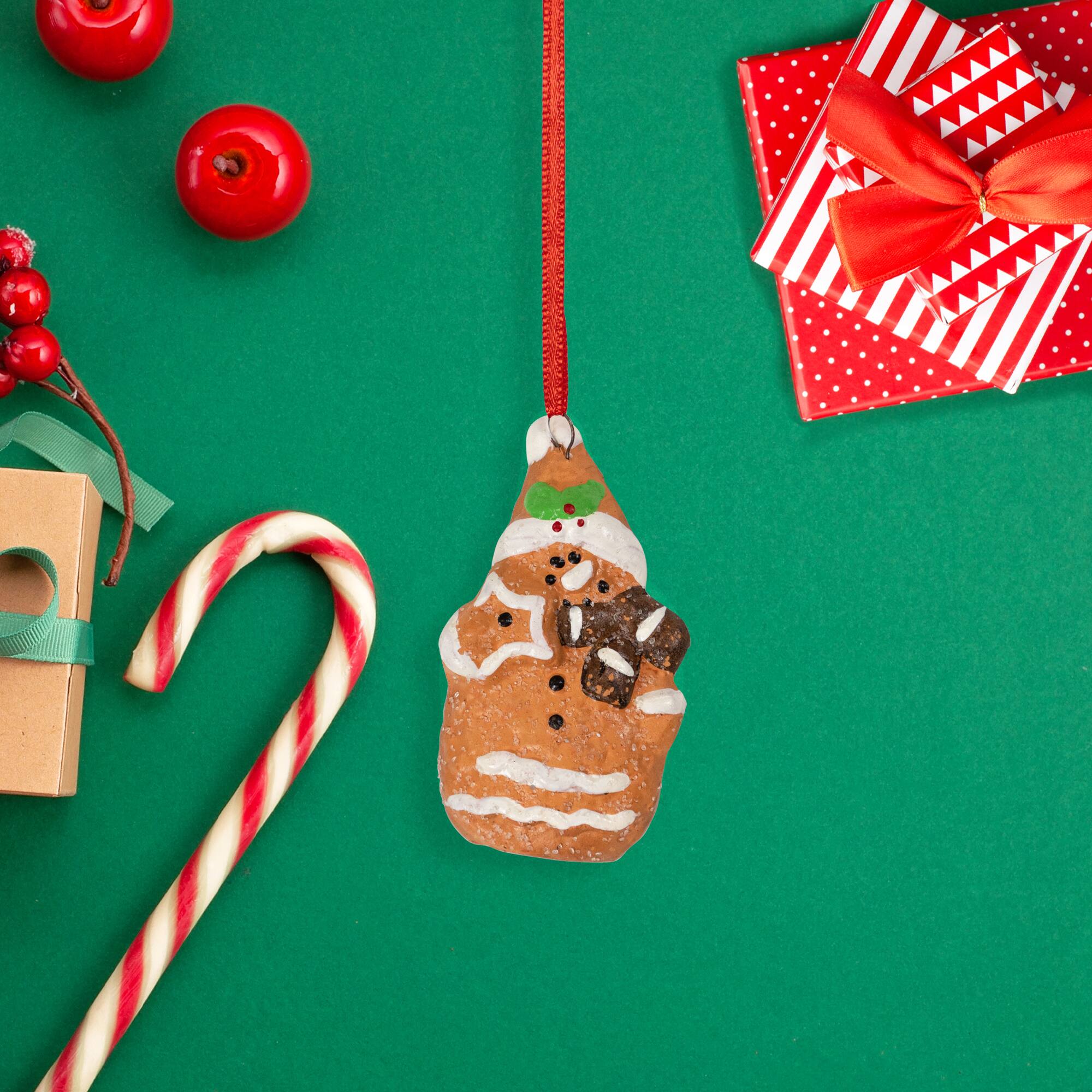 Gingerbread Snowman with Star Christmas Ornament - 2.75"