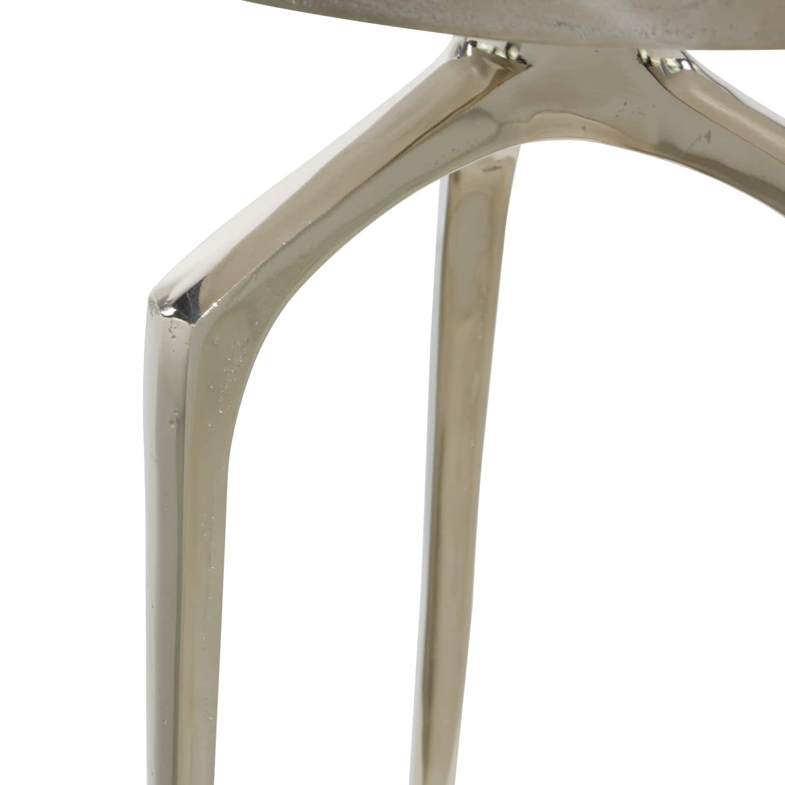 25" Contemporary Round Silver Aluminum Raised Edge Accent Table
