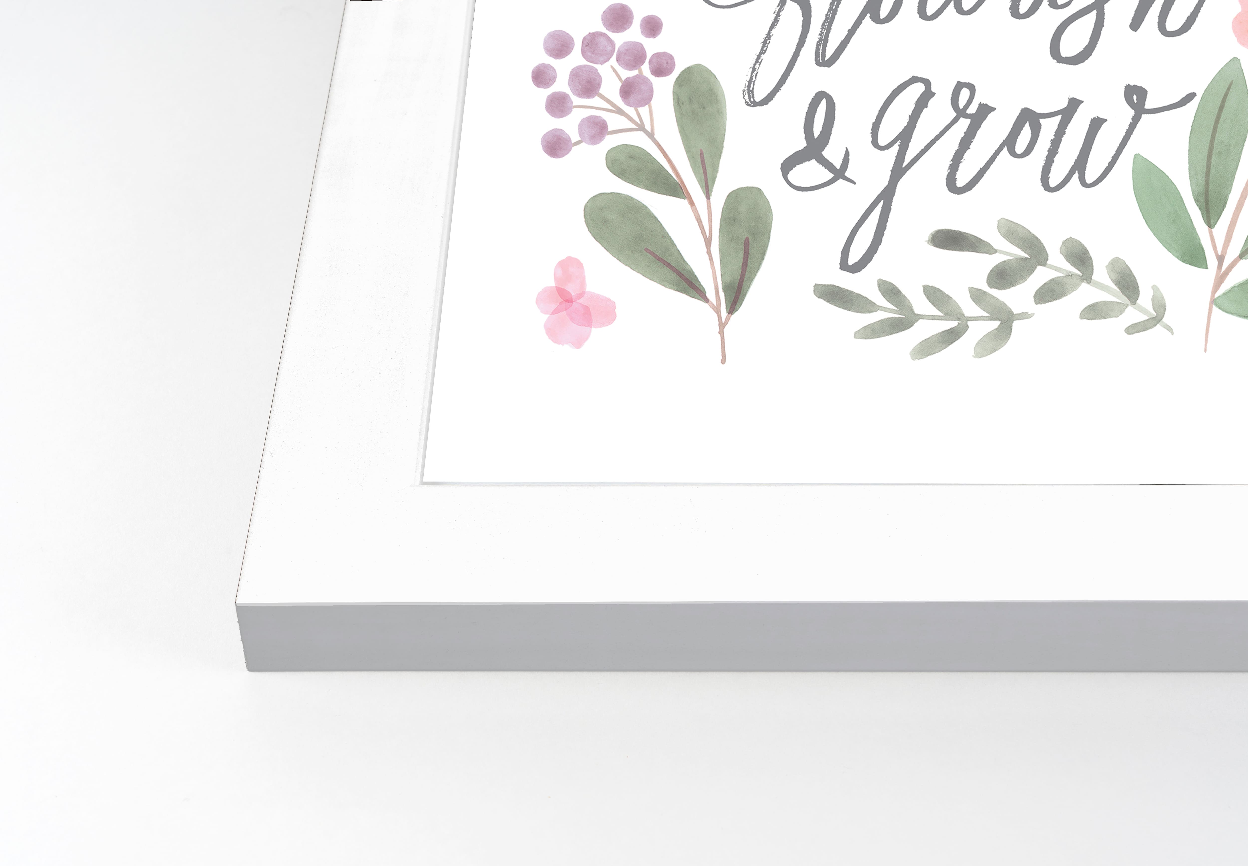 Flourish and Grow 16" x 16" White Framed Print Under Plexiglass