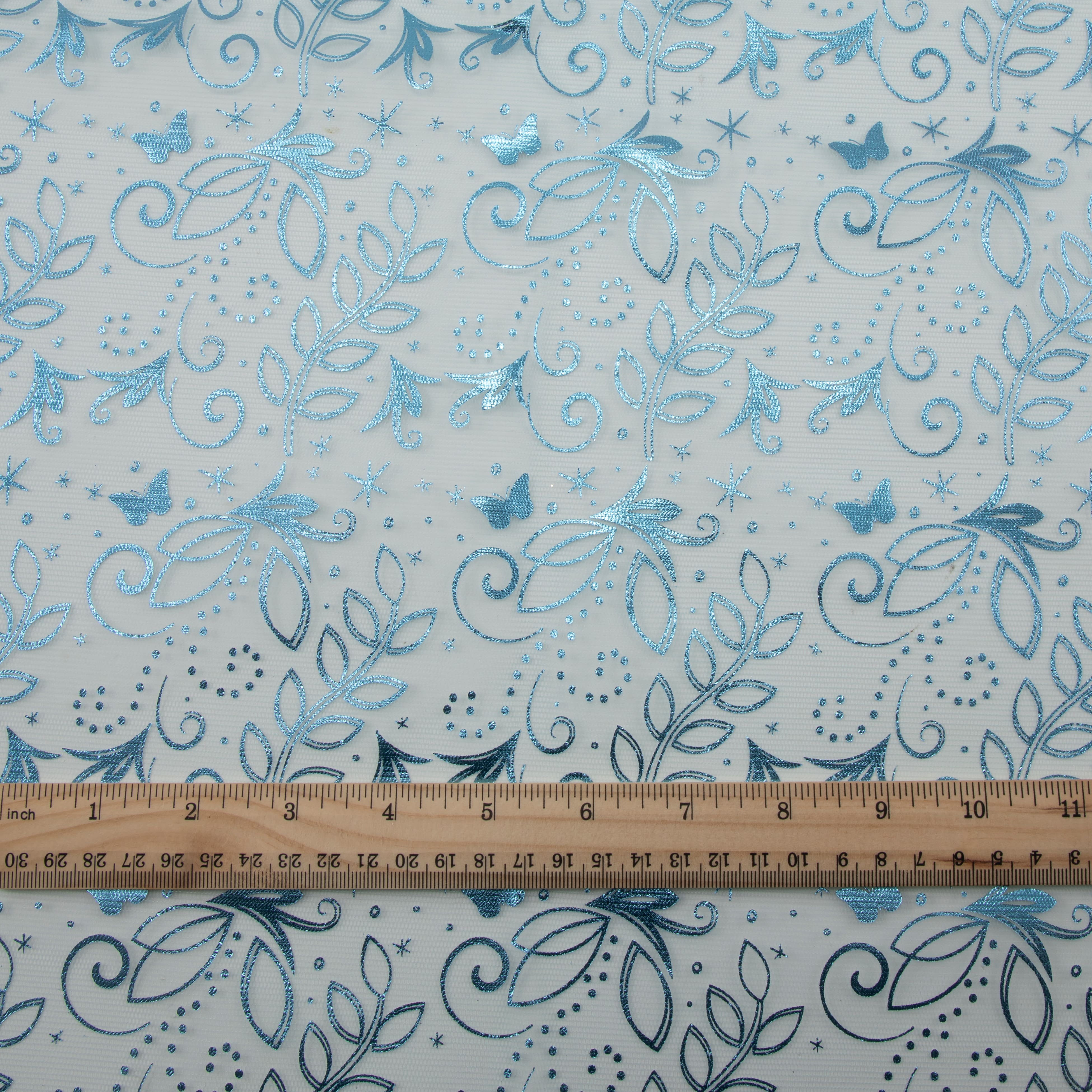 Wyla Light Blue Butterfly Mesh Polyester Fabric