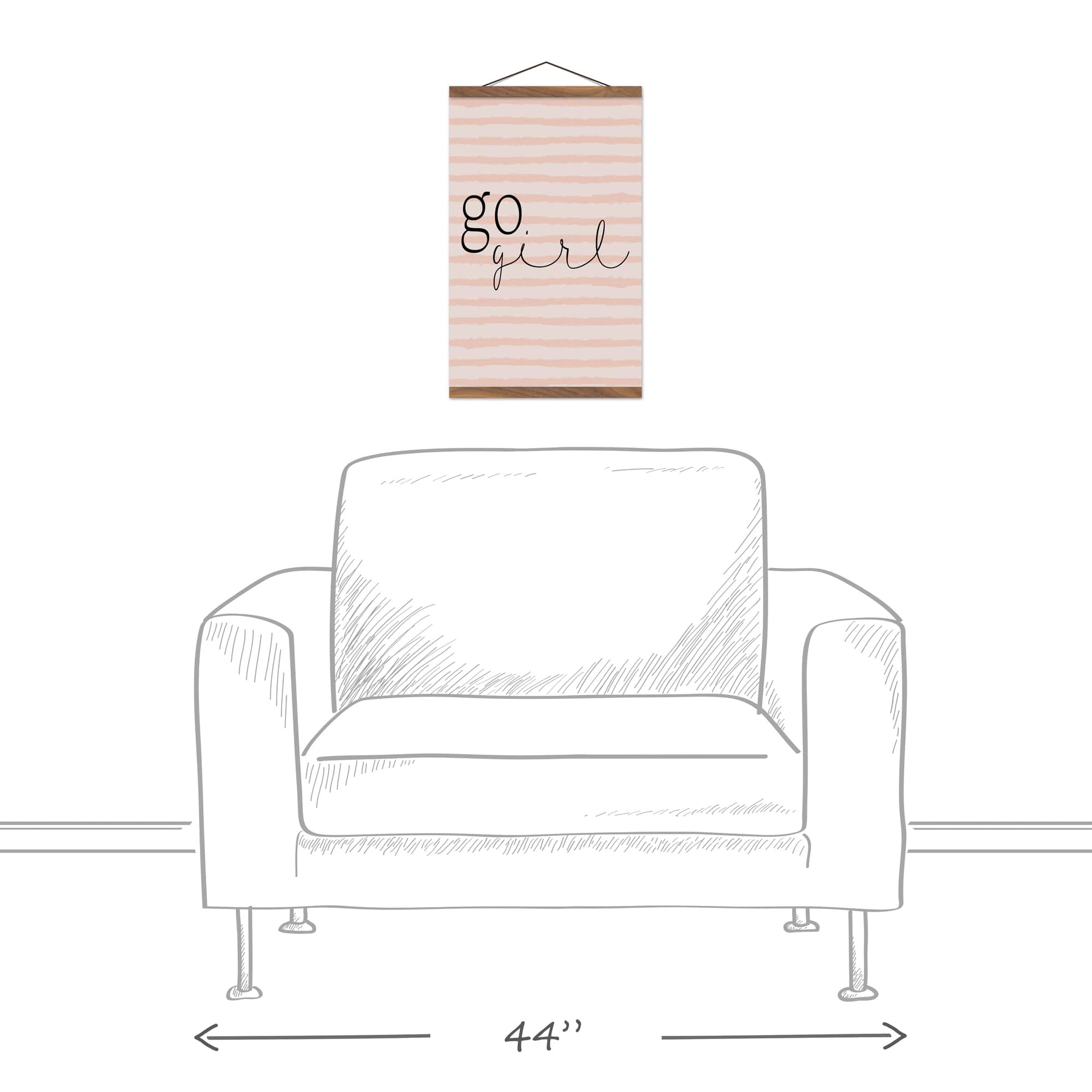 Go Girl Teak Hanging Canvas