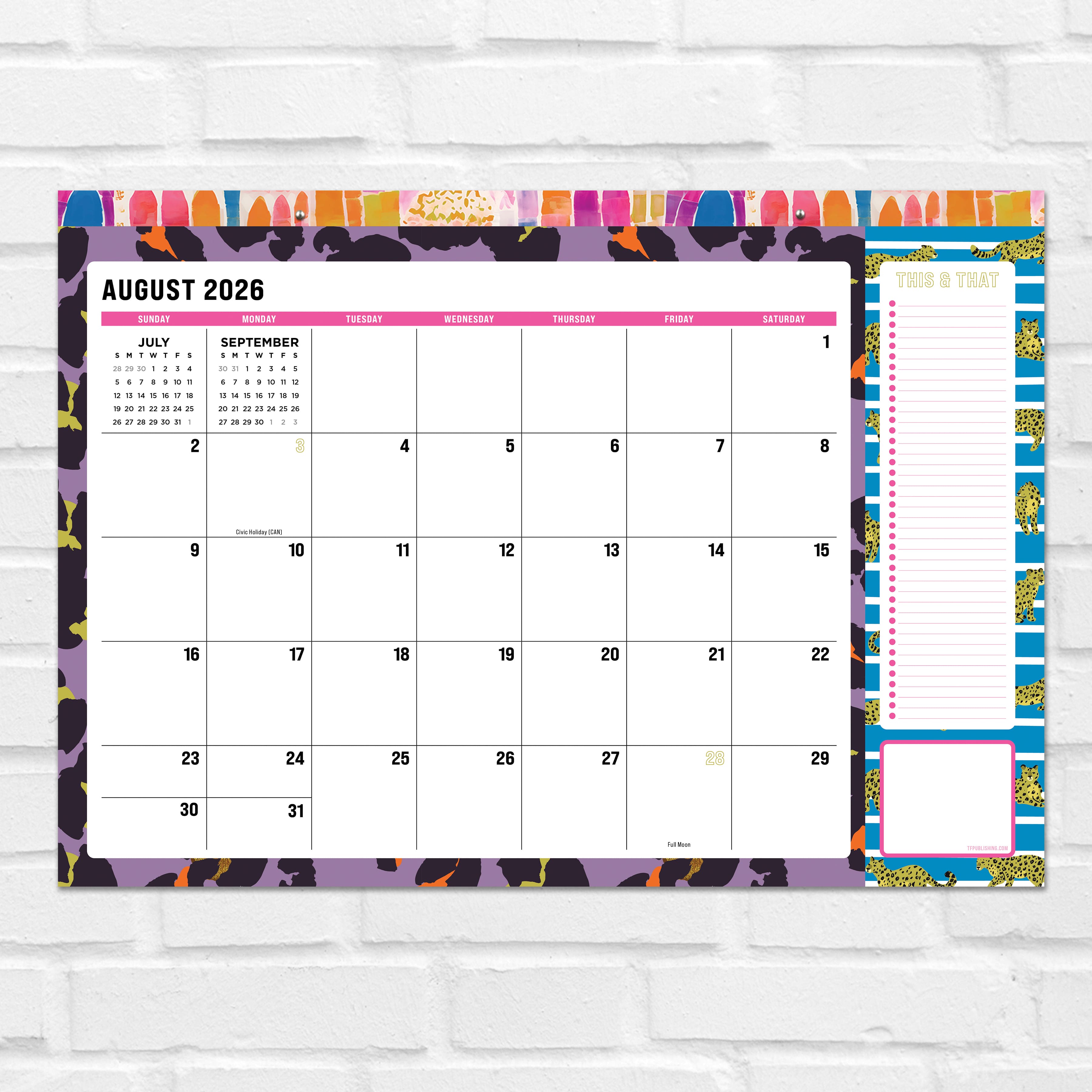 TF Publishing Medium 2026-27 Maximal Mirage Desk Pad Monthly Blotter Calendar