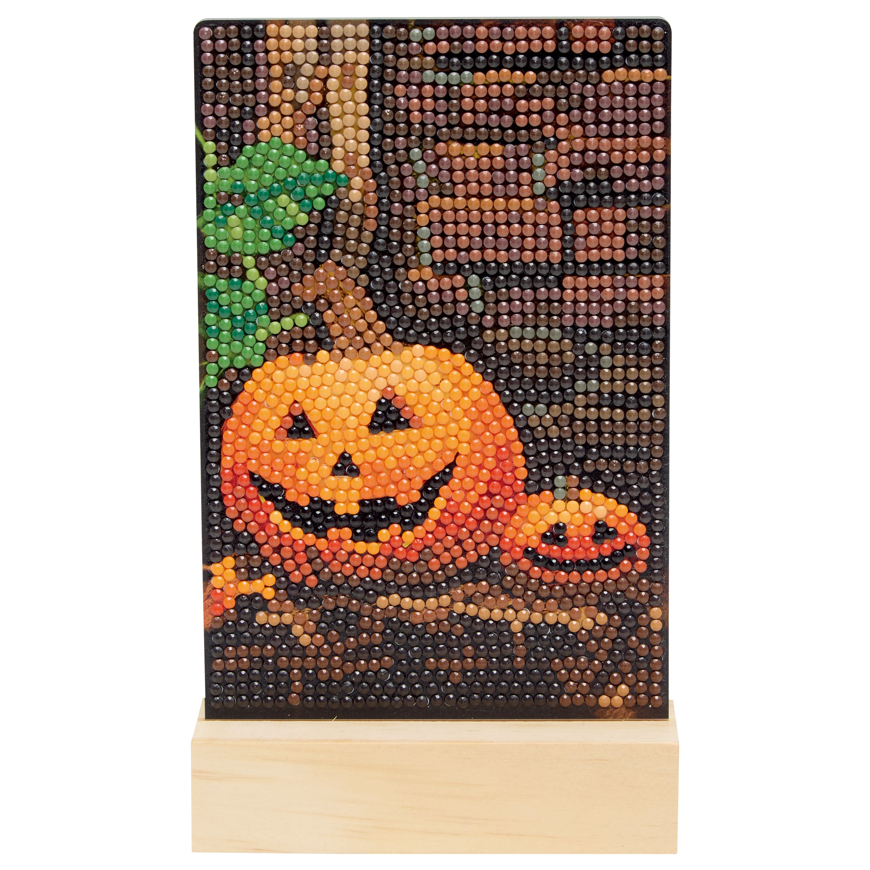 4" x 6" Jack-o'-Lanterns Acrylic Surface Diamond Art Kit with Wood Stand by Make Market®