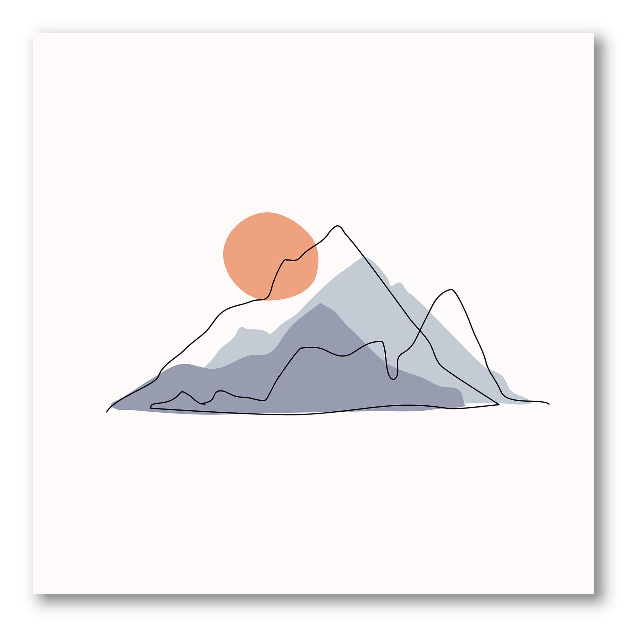 Designart - Abstract Mountainscape With Red Moon - Modern Canvas Wall Art Print