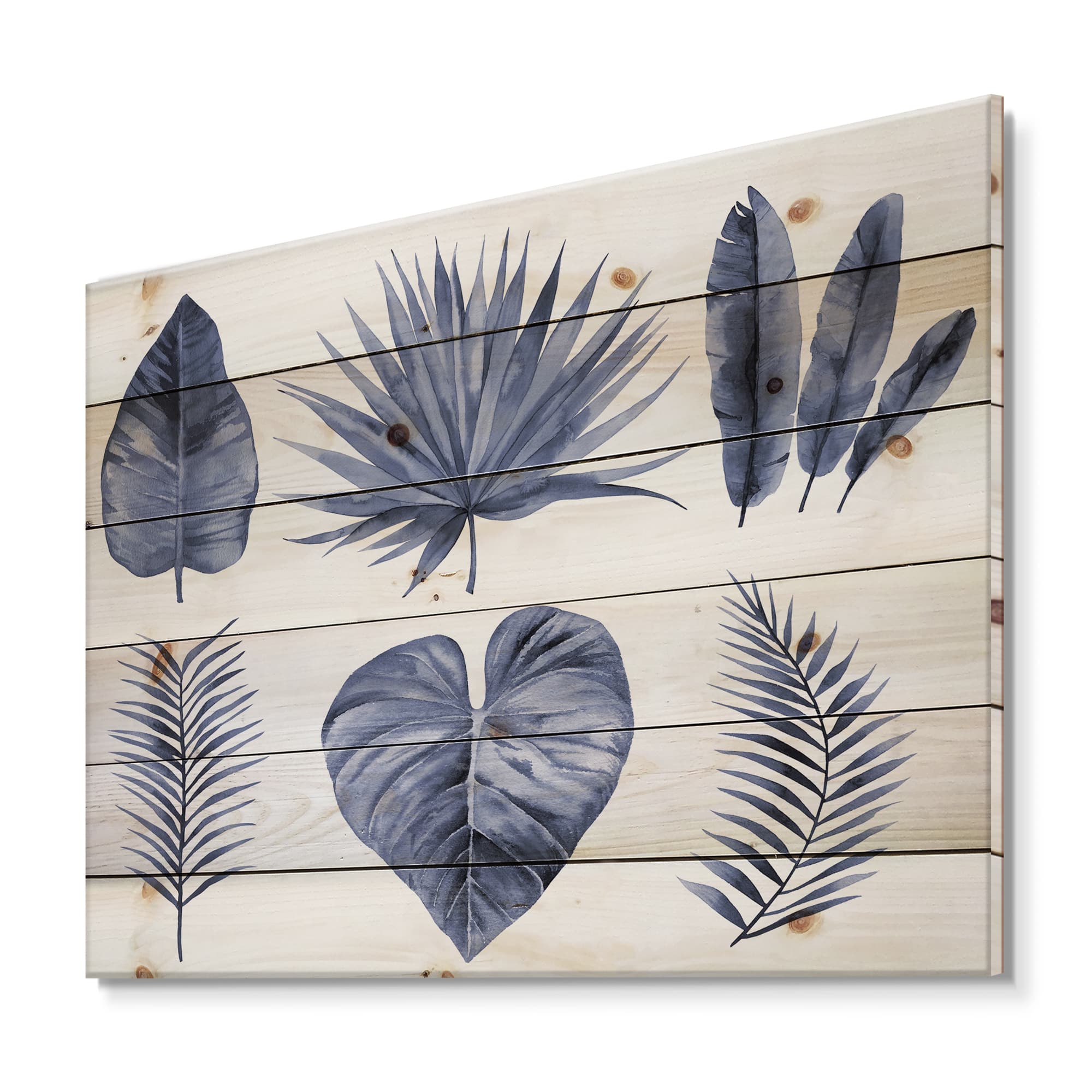 Designart - Tropical Blue Watercolour Leaves IV
