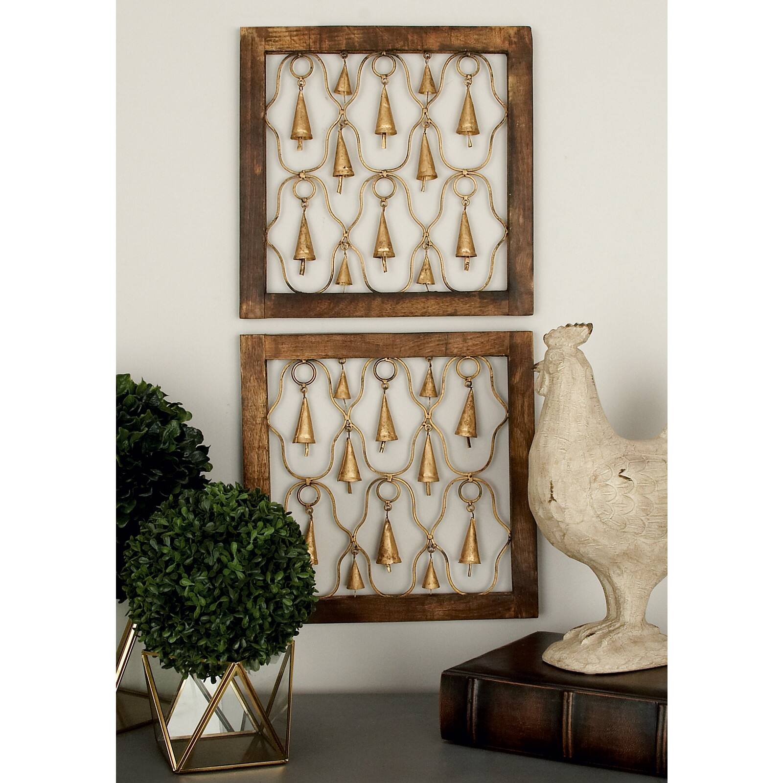 16" Brown Mango Wood Farmhouse Wall Decor, 2ct.
