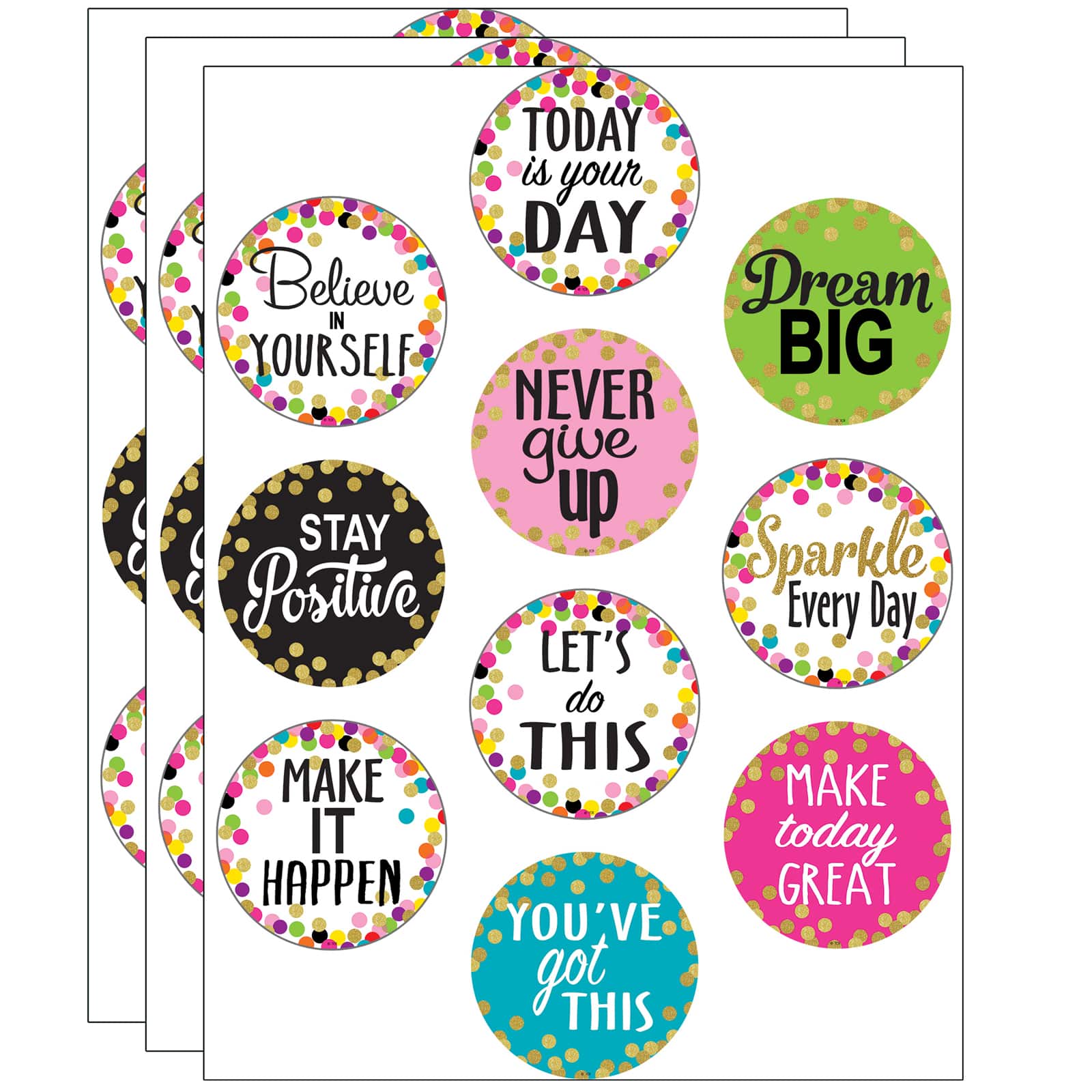 Teacher Created Resources Confetti Positive Sayings Accents, 3 Packs of 30
