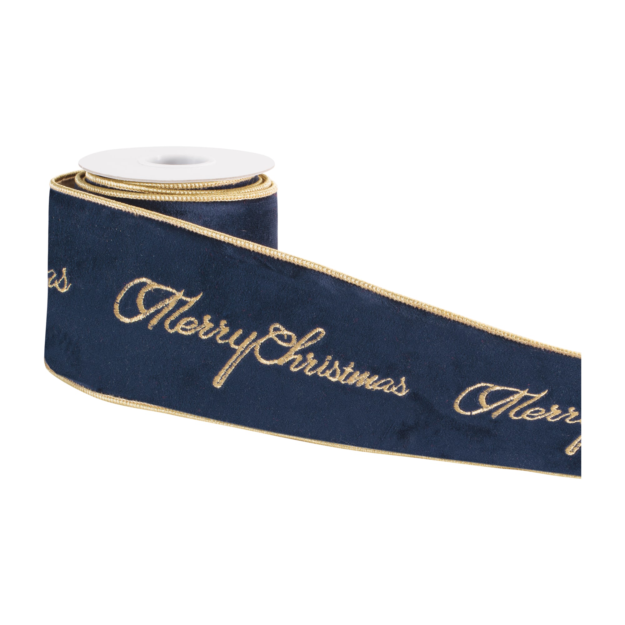 Melrose 4" x 5yd. Merry Christmas Velvet Wired Ribbon