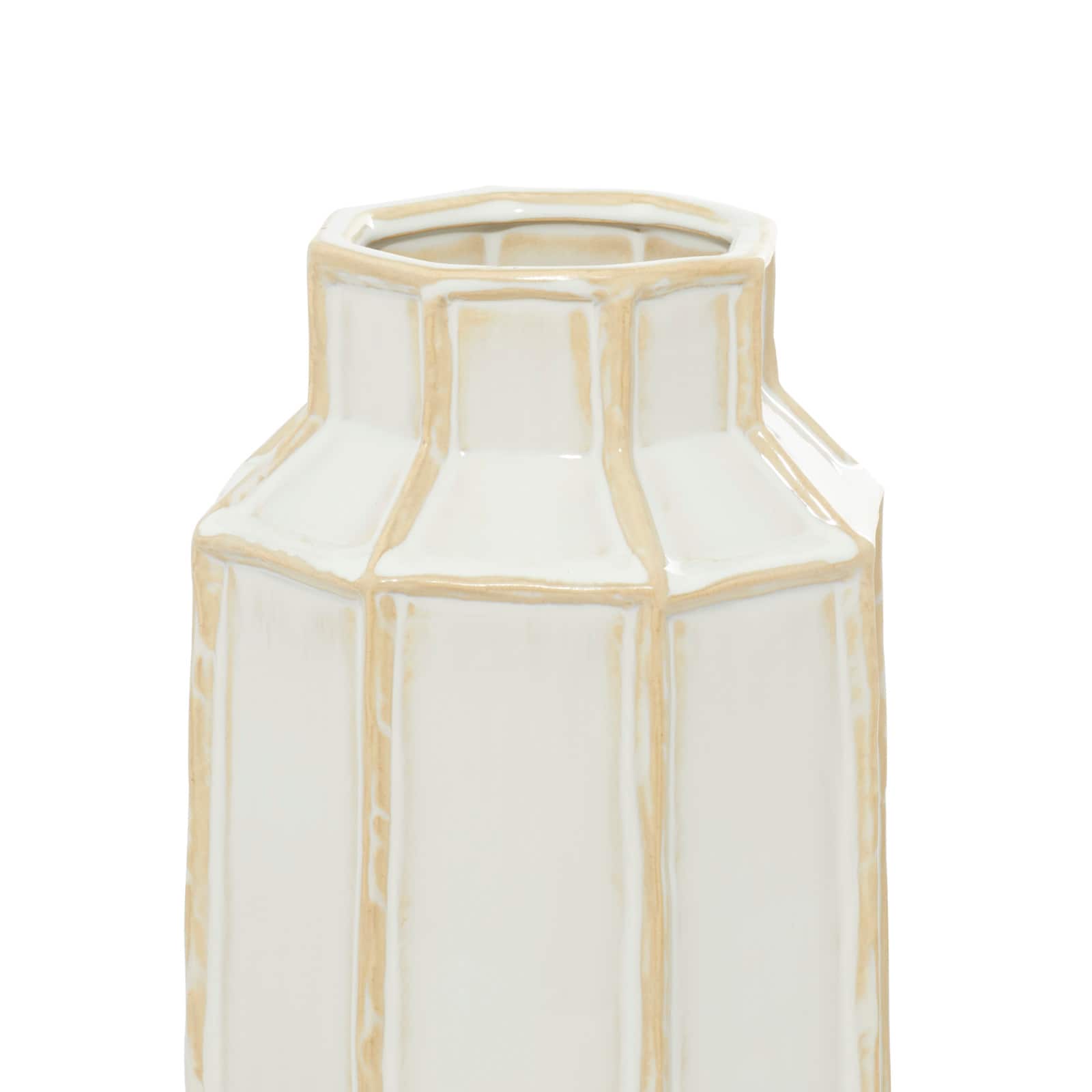 White Ceramic Modern Vase, 7" x 17"