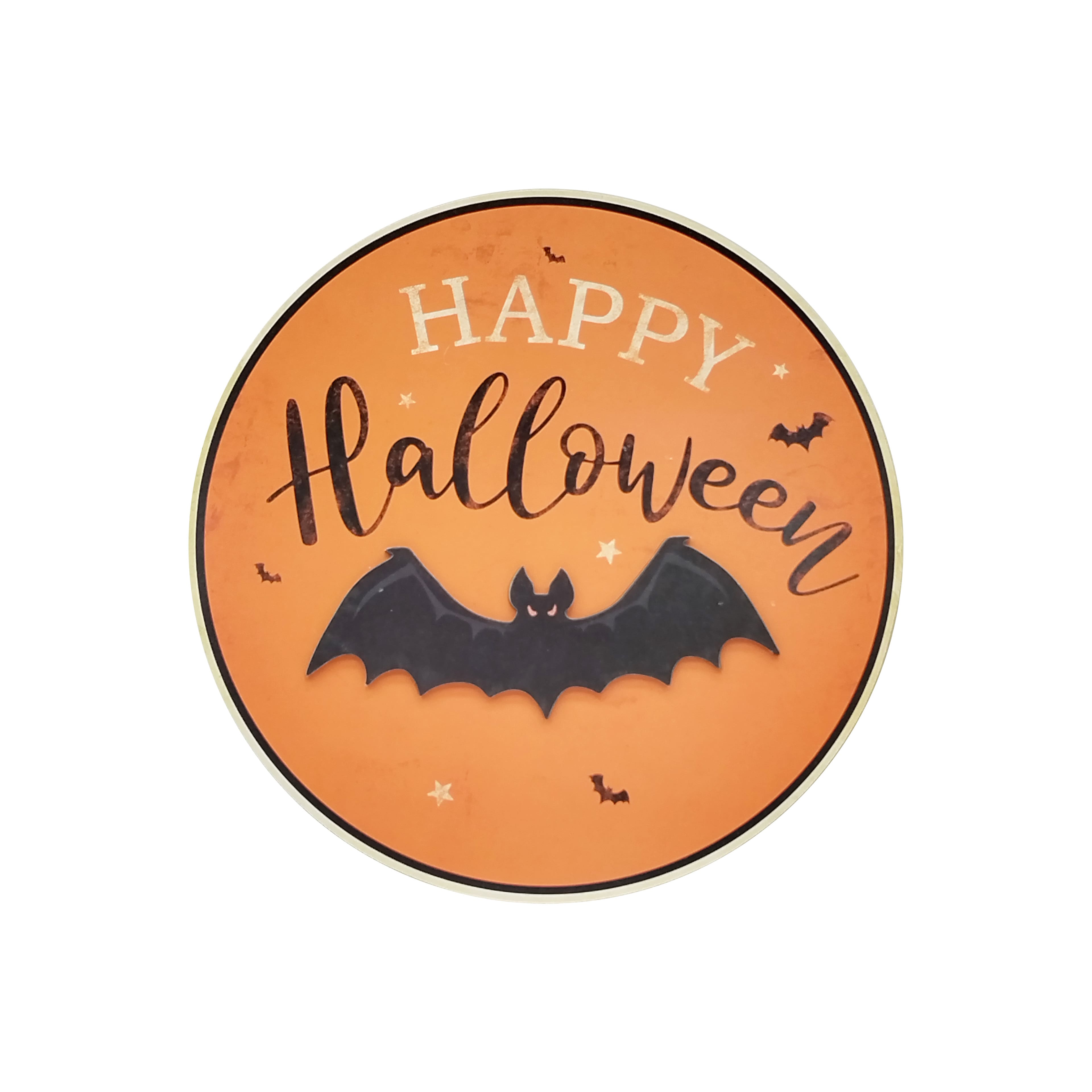 11.75" Orange & Black Happy Halloween Round Wall Décor by Ashland®