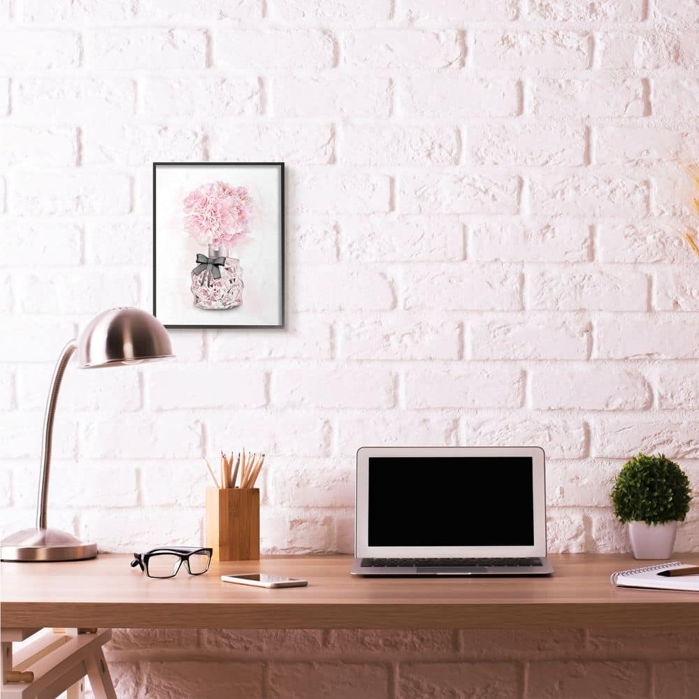 Stupell Industries Pink Flower Perfume Glam Fashion Design Framed Wall Art
