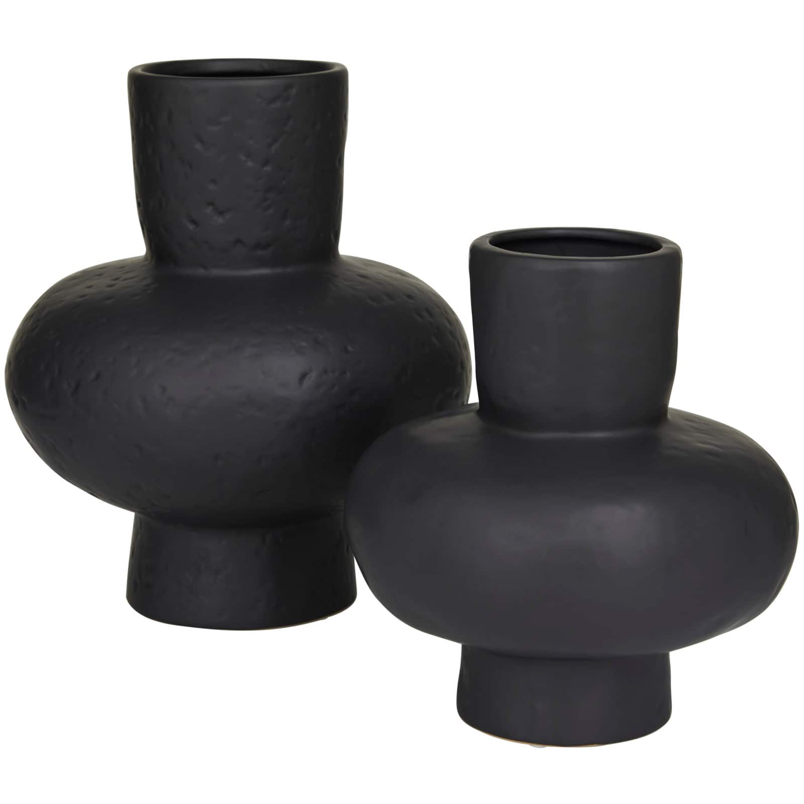 CosmoLiving by Cosmopolitan Black Ceramic Gourd Style Vase Set of 2 11", 9"