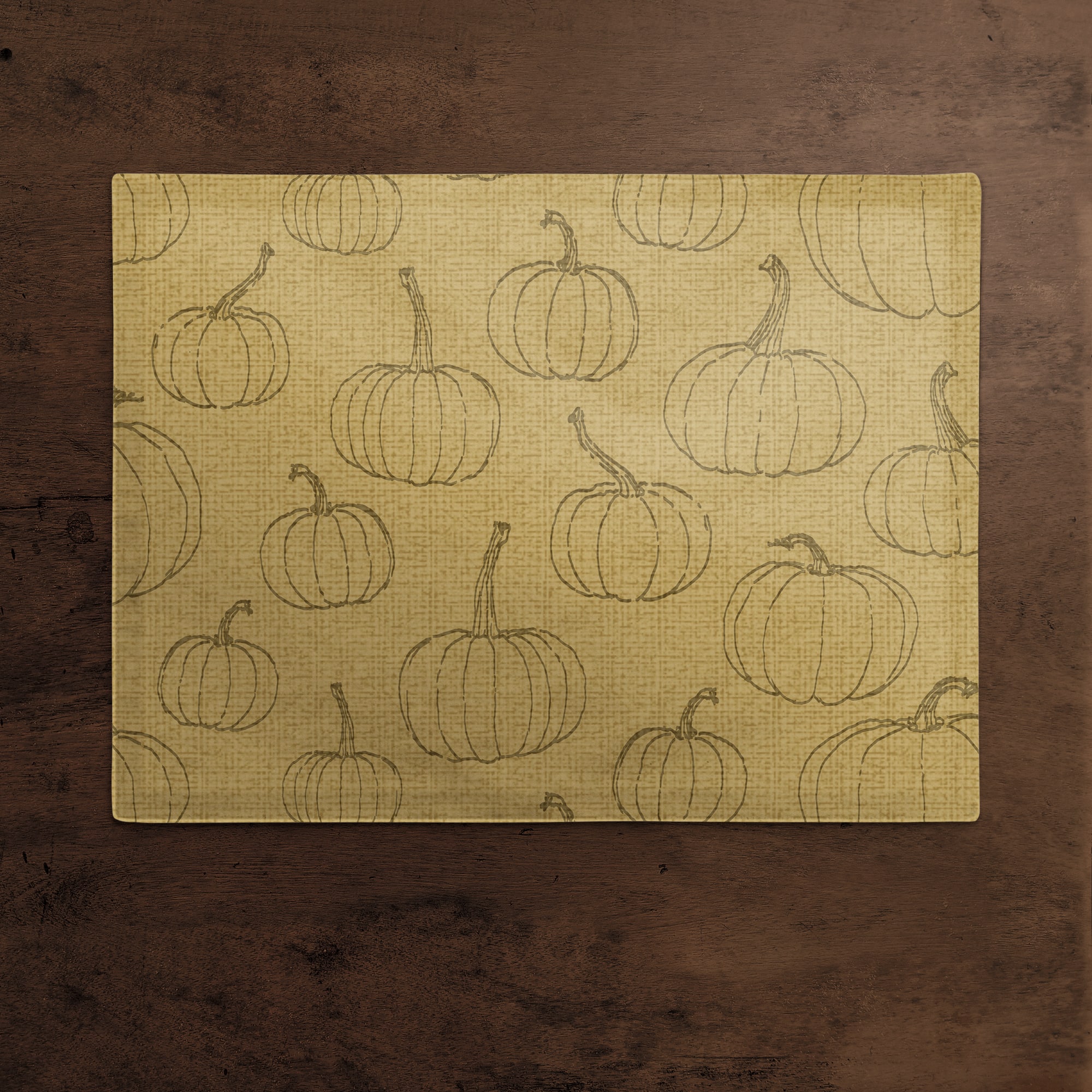 Mustard Yellow Pumpkin Pattern Cotton Twill Placemat