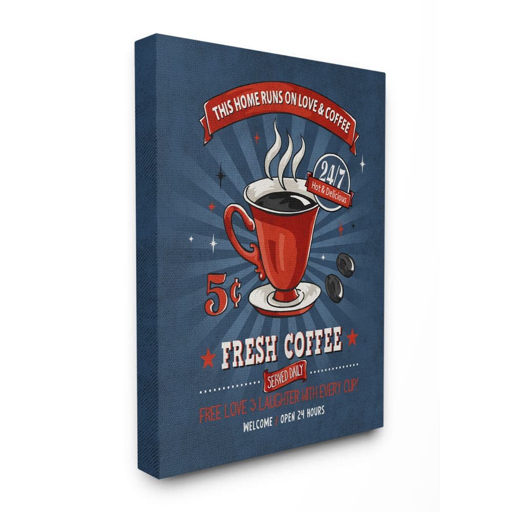Stupell Industries Fresh Coffee Comic Book Canvas Wall Art in Navy Blue | 36" x 48" | Michaels&reg;