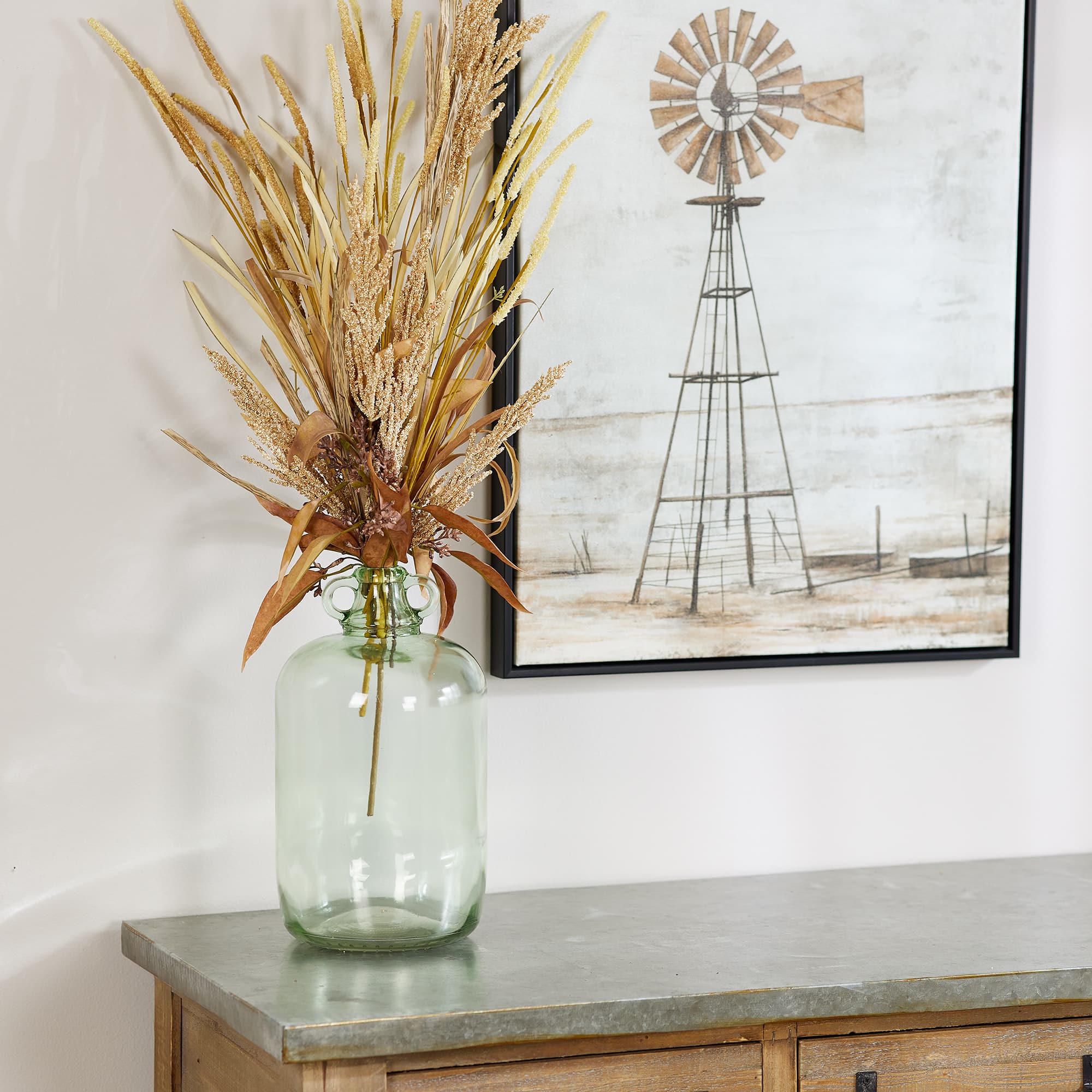 12.25" Sage Green Glass Jug Vases, 2ct.