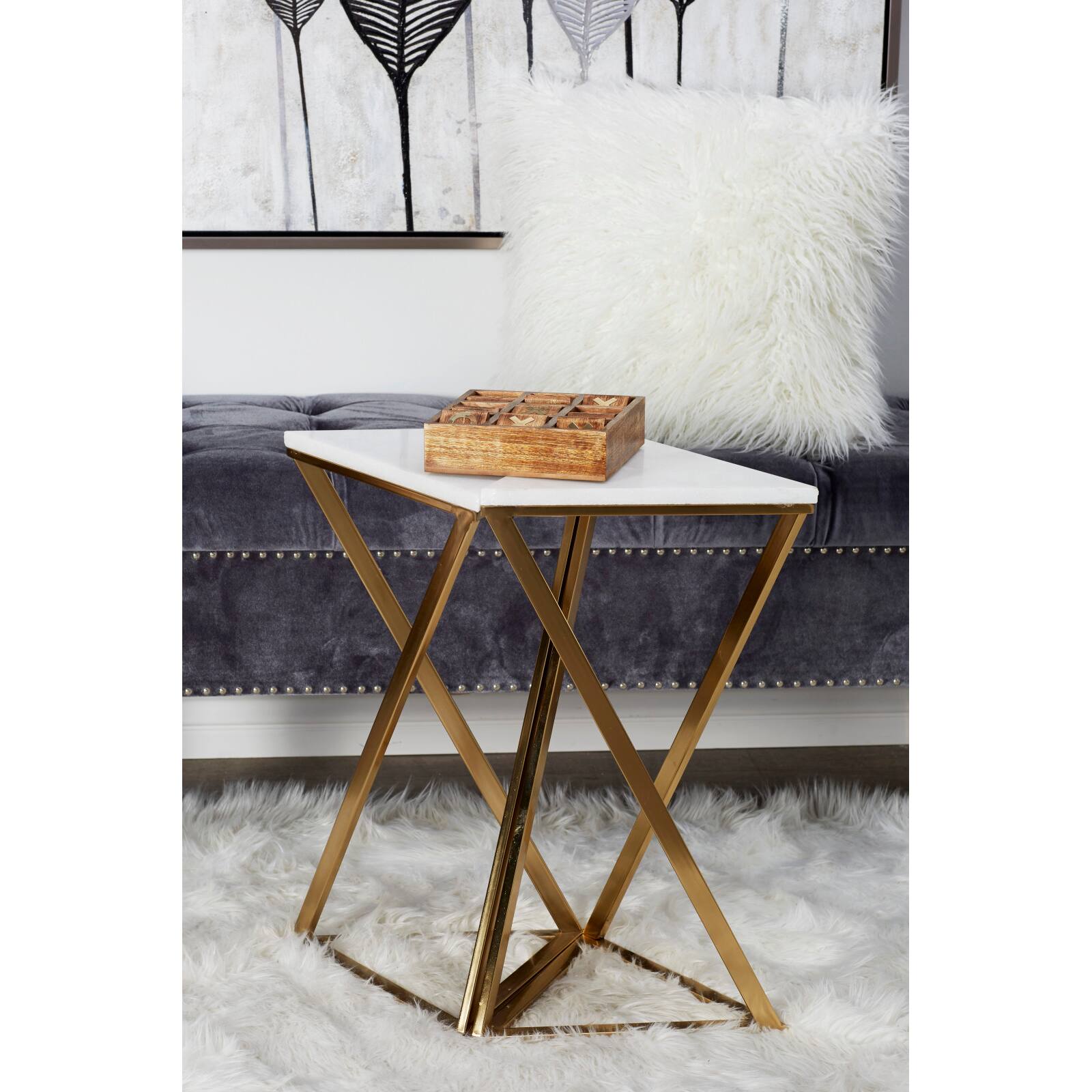 2ft. Gold Marble Contemporary Accent Table, 2ct.