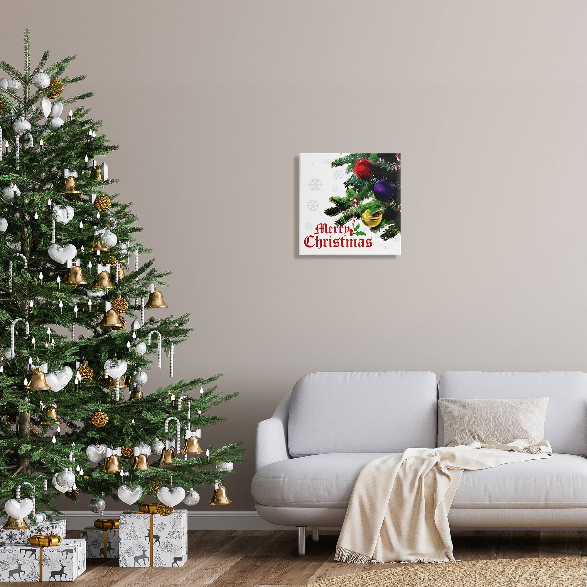 Stupell Industries Merry Christmas Snowflake Pattern Canvas Wall Art