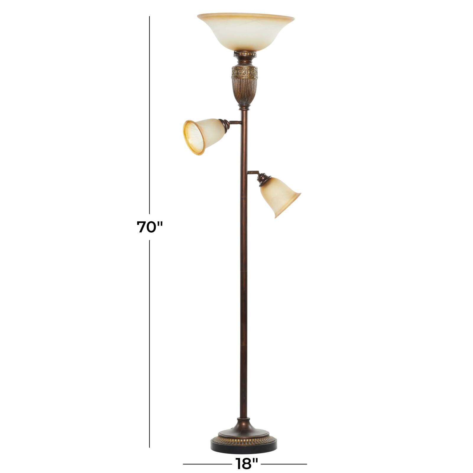 Brown Glass Traditional Floor Lamp, 70" x 19"