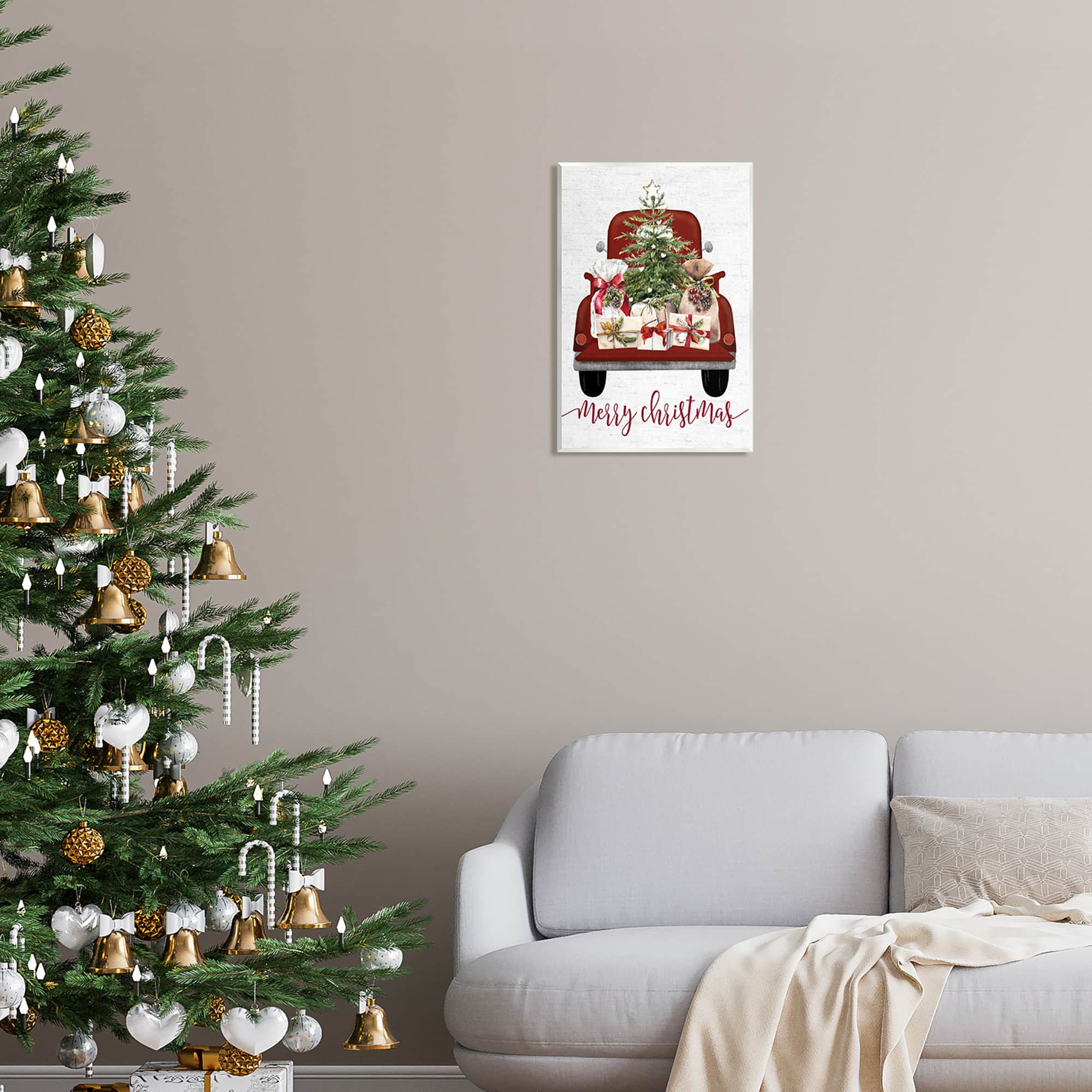 Stupell Industries Merry Christmas Holiday Presents Wall Plaque Art