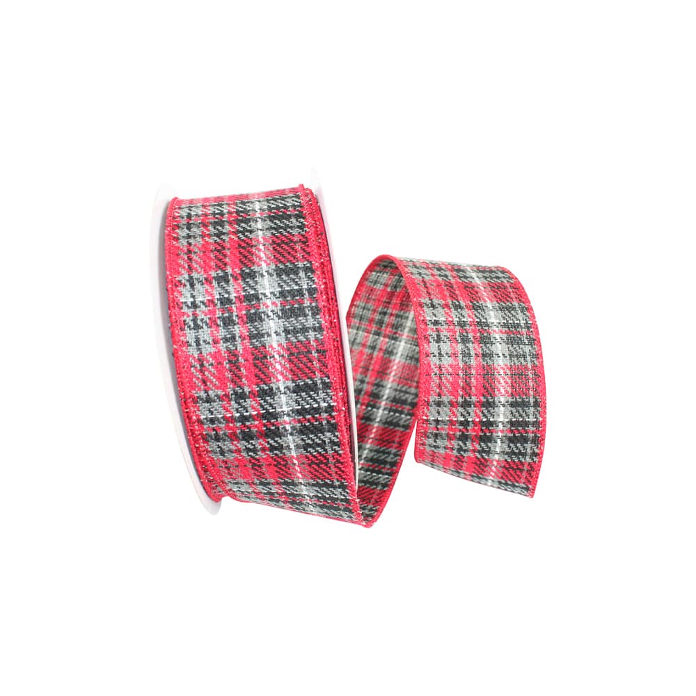 JAM Paper 1.5" x 20yd. Heavy Twill Wired Plaid Ribbon