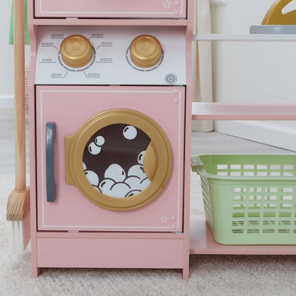KidKraft Wooden Laundry Play Set with Stacking Washer & Dryer Toy & 4 Accessories