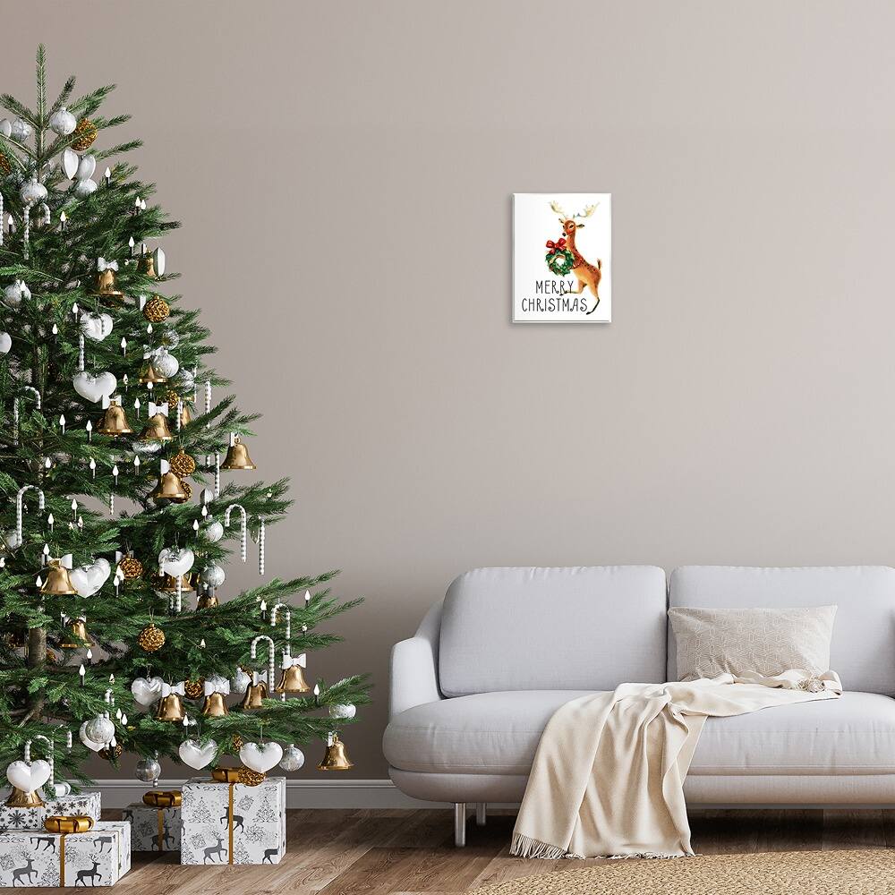 Stupell Industries 11" x 14" Merry Christmas Reindeer Wall Plaque