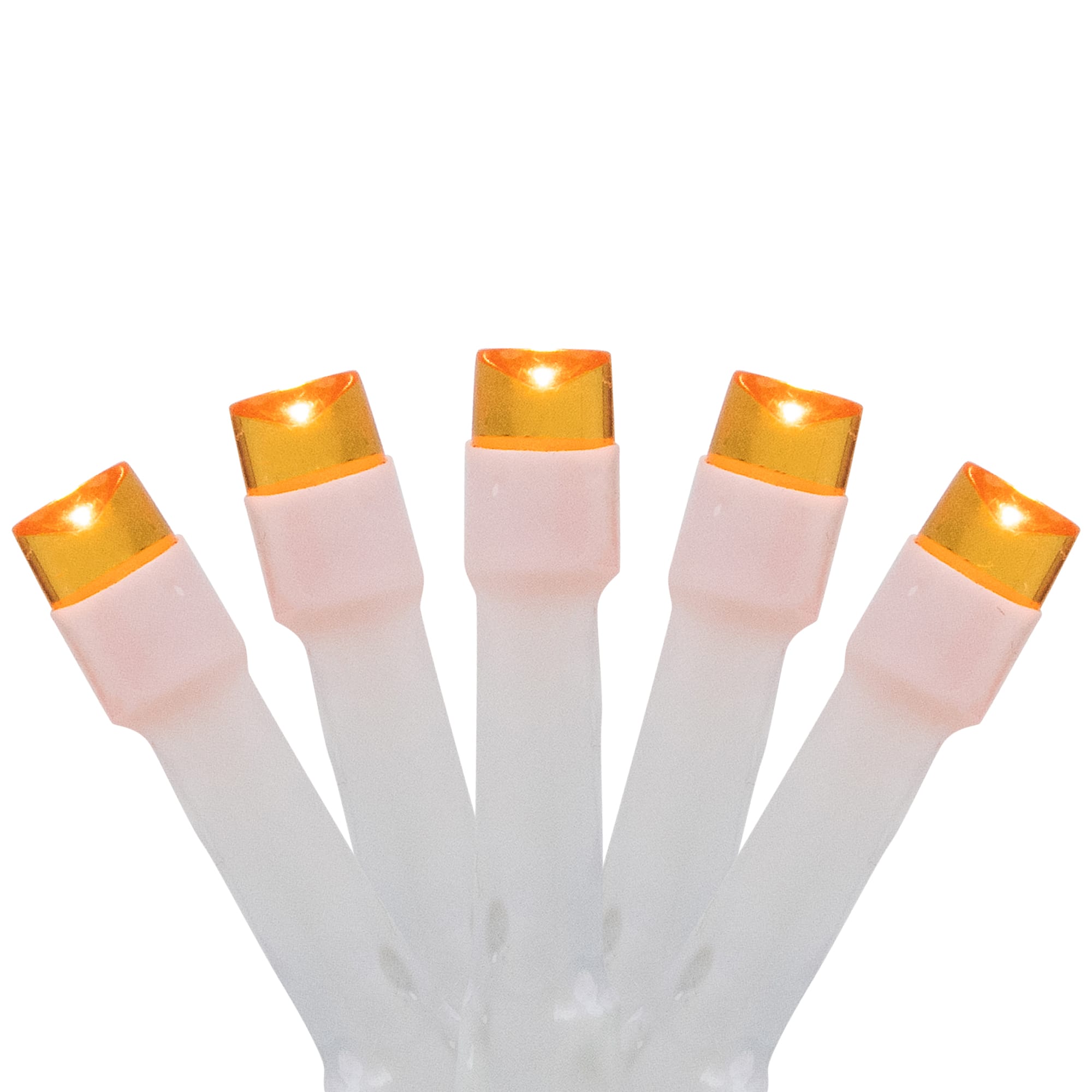 32604597 Battery Operated Orange LED Wide Angle Christmas Lights, White Wire - Set of 20