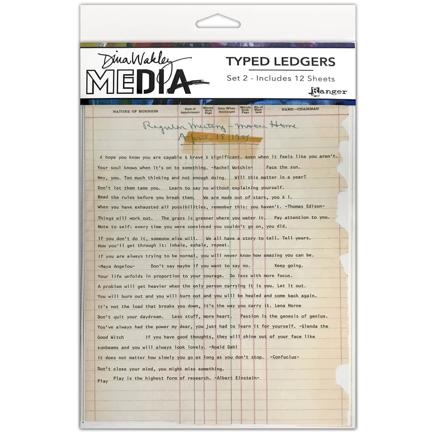 Dina Wakley Media Typed Ledger Sheets, 12ct.