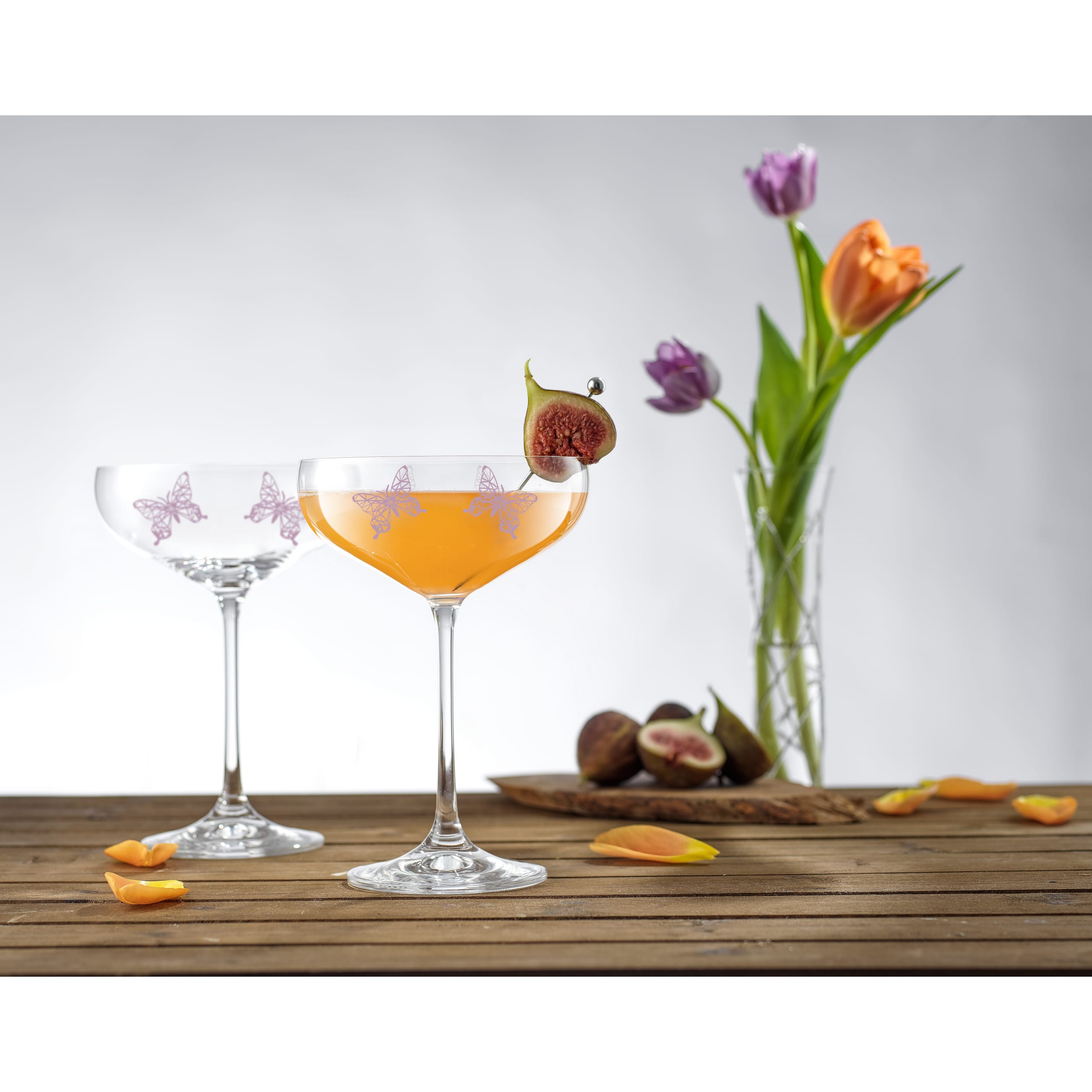 JoyJolt® 14oz. Meadow Butterfly Crystal Martini Glass Set, 2ct.