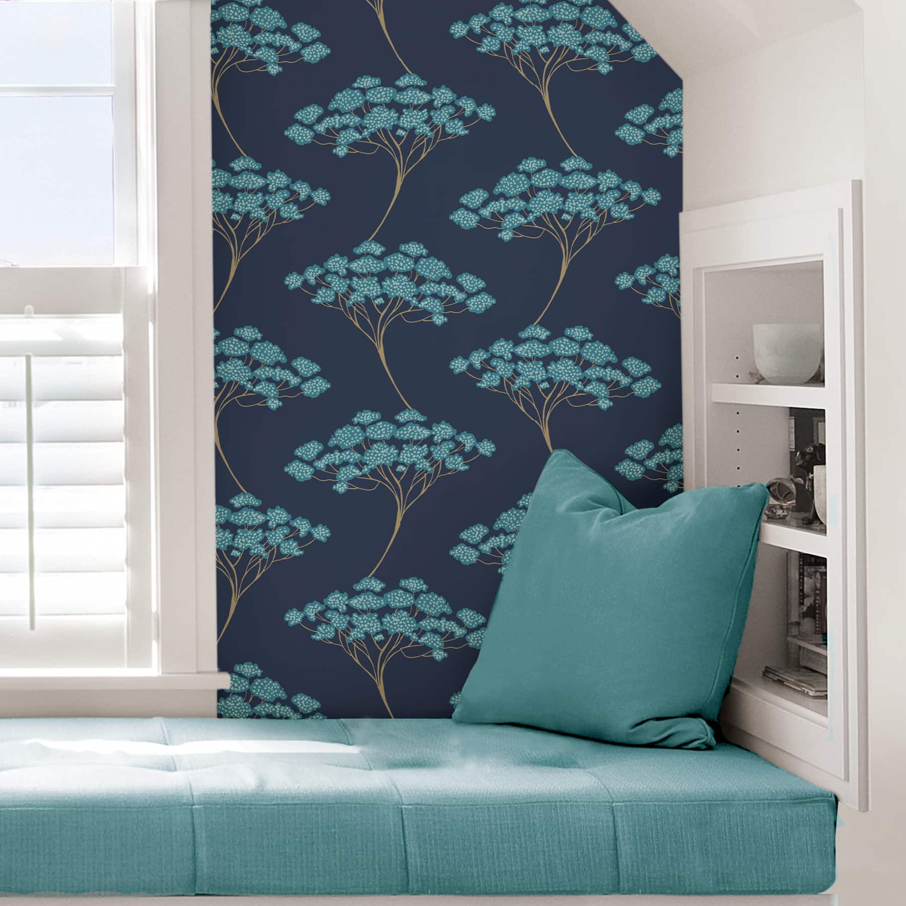 NuWallpaper Blue Ficus Peel & Stick Wallpaper
