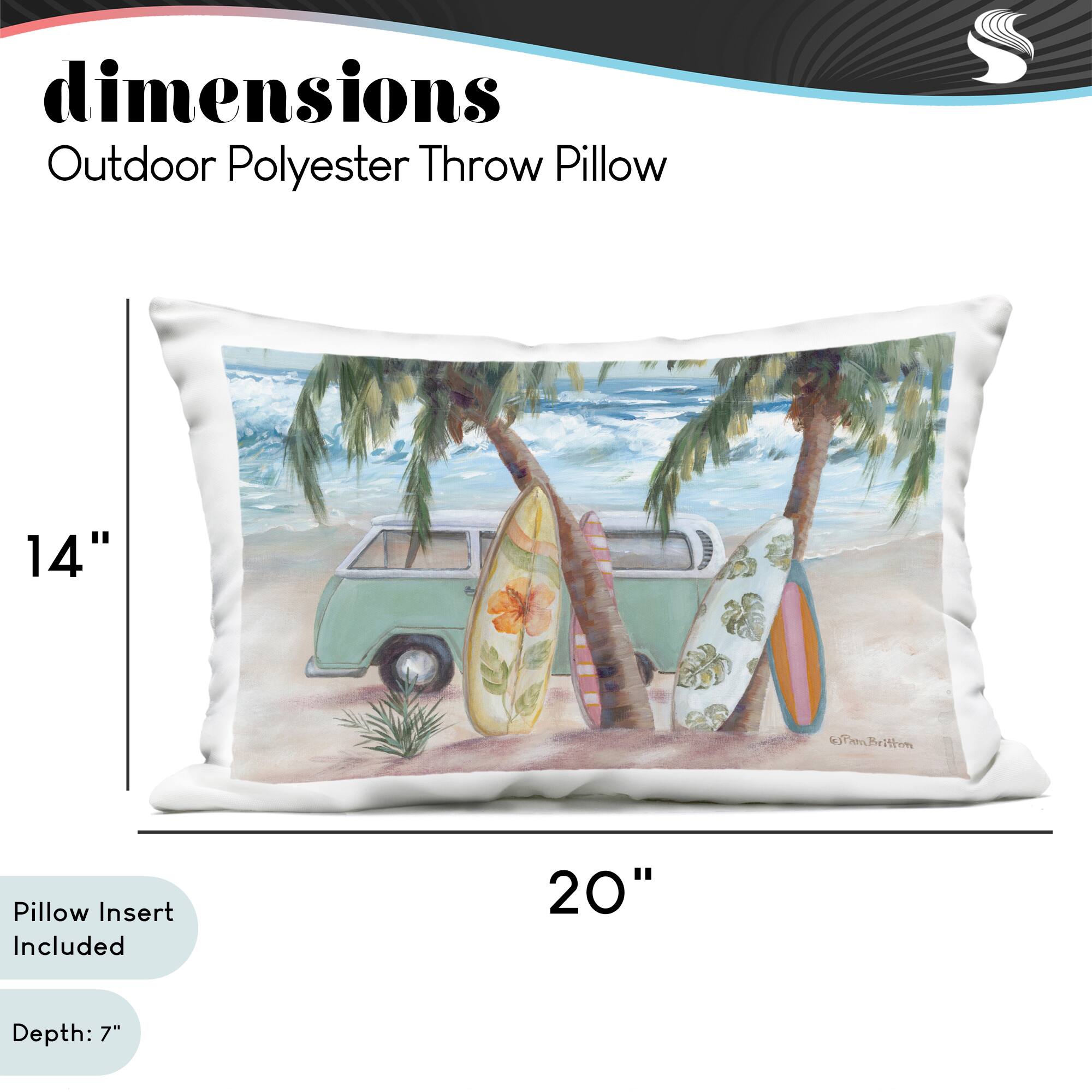 Stupell Industries 14" x 20" Surfboards in Tropical Scene Outdoor Print Throw Pillow