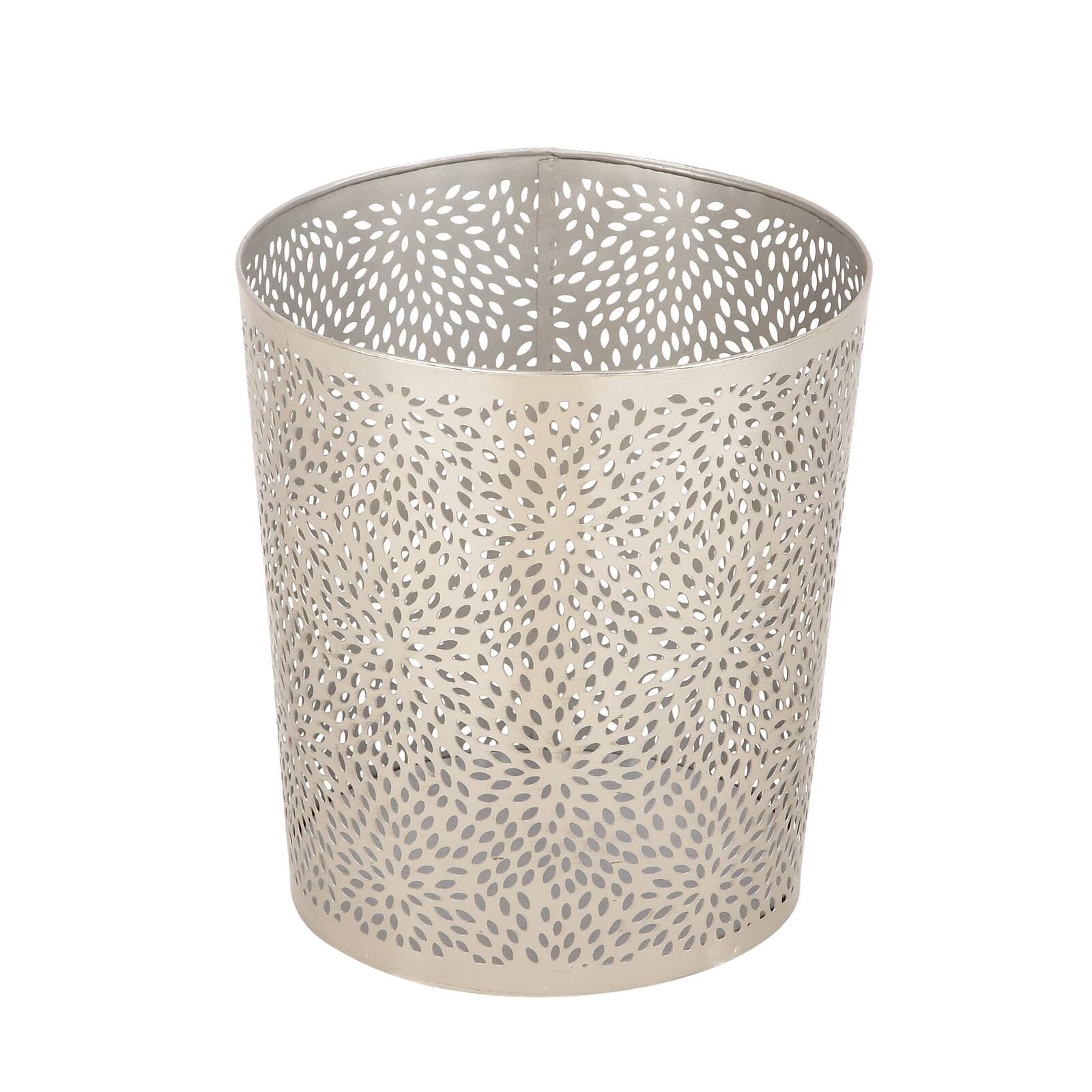 CosmoLiving by Cosmopolitan Silver Metal Contemporary Small Waste Bin