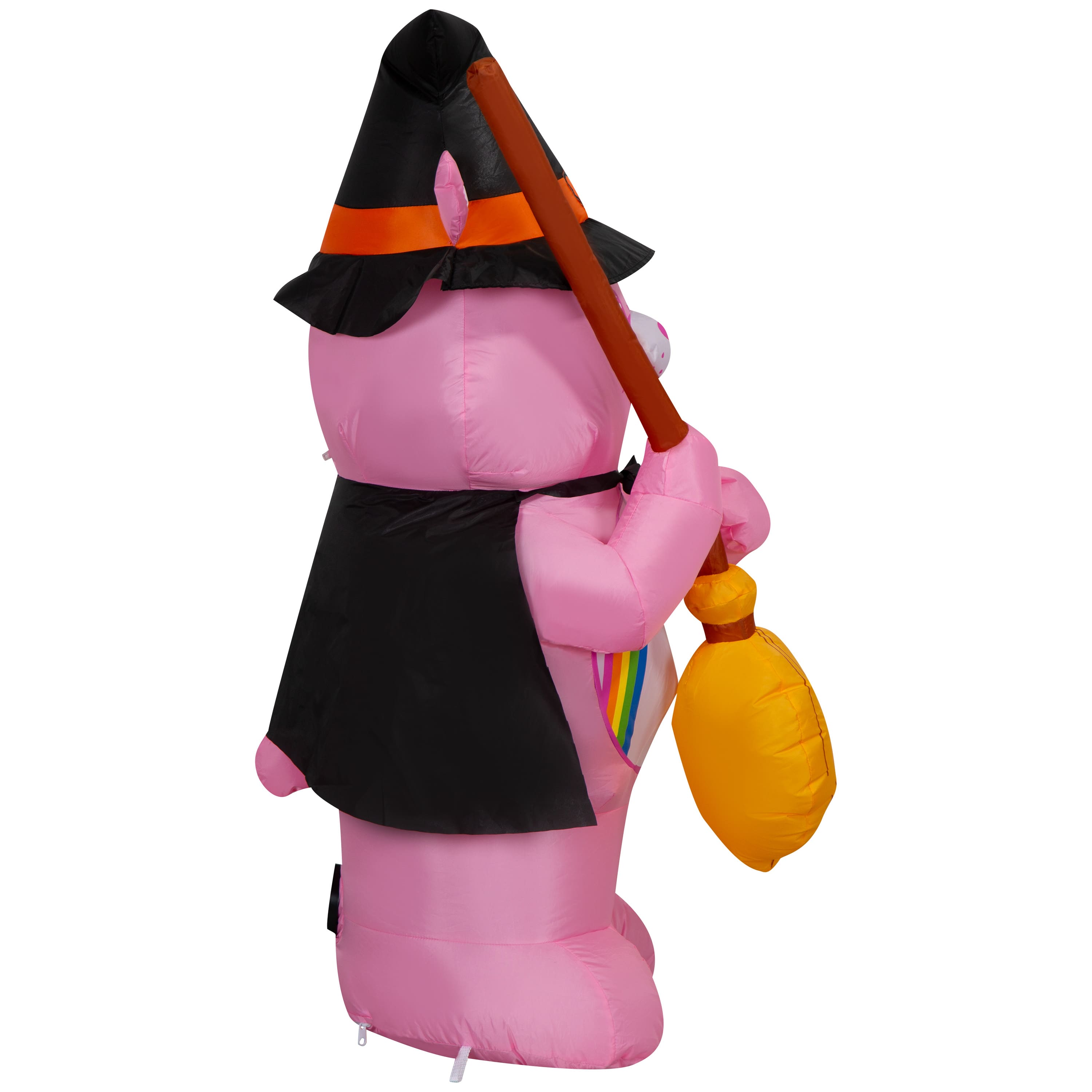3.5ft. Airblown® Inflatable Lighted Care Bears Cheer Bear Halloween Witch with Broom Yard Décor