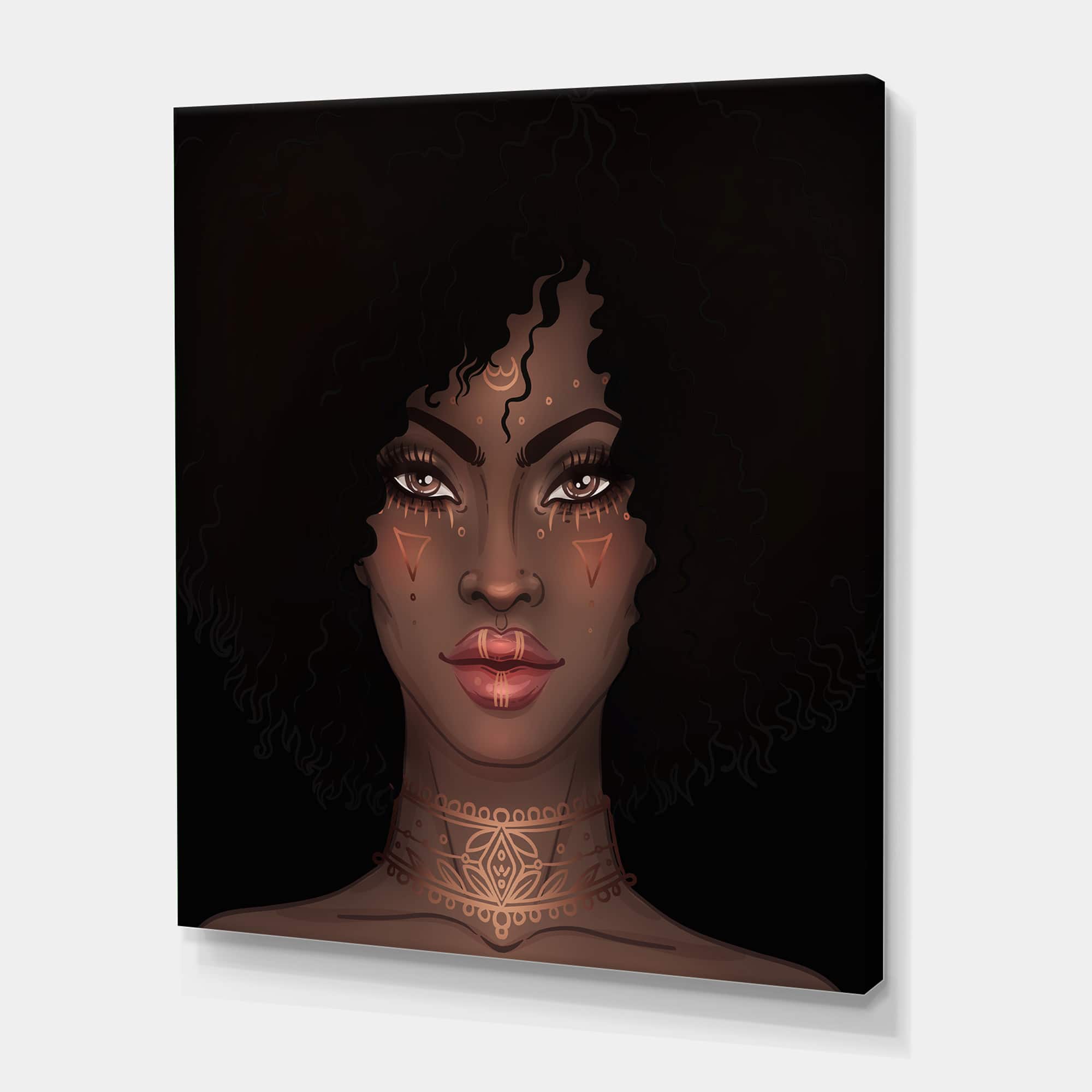 Designart - Portrait of African American Woman II - Modern Canvas Wall Art Print