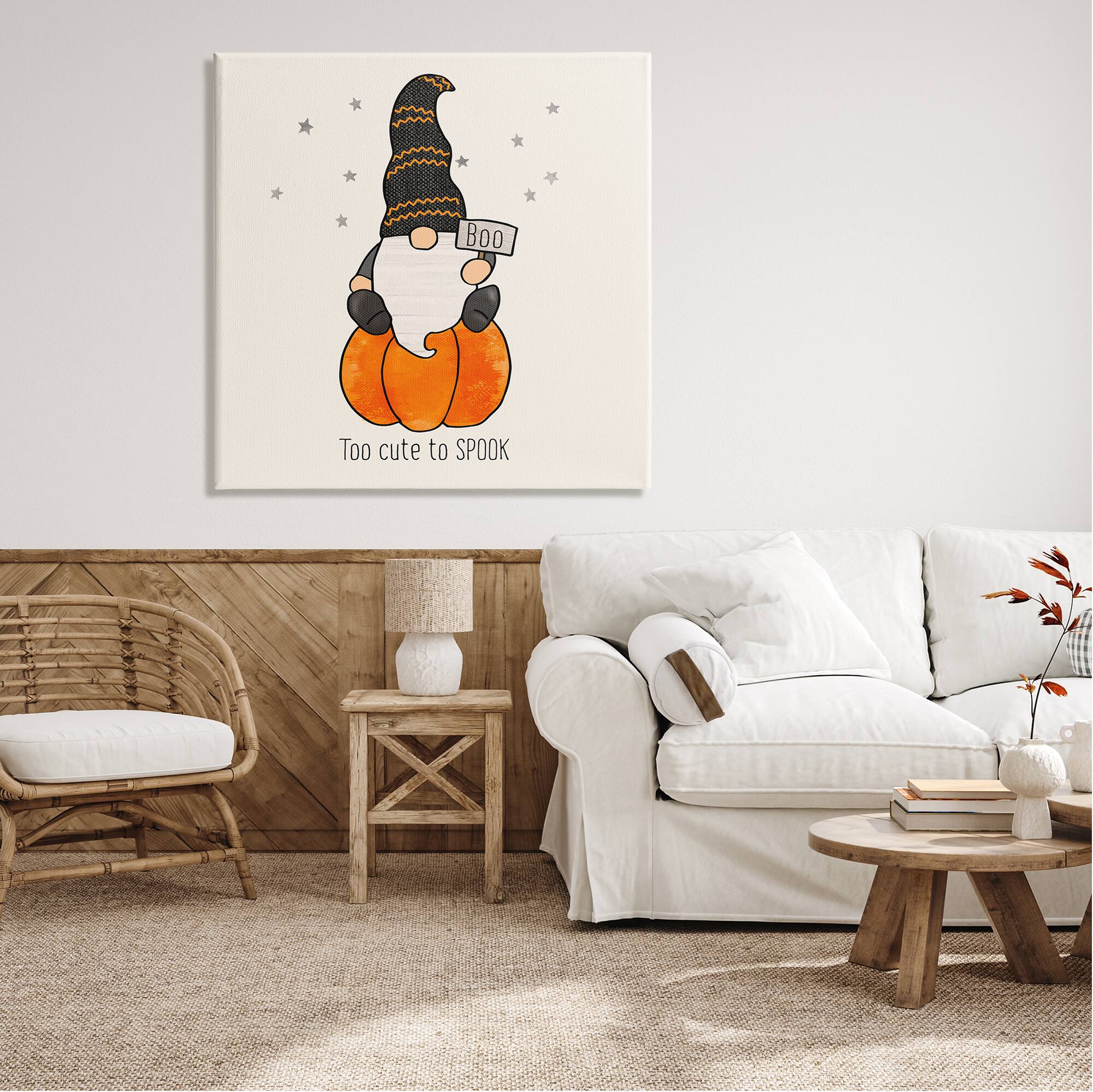 Stupell Industries Too Cute To Spook Gnome Phrase Canvas Wall Art