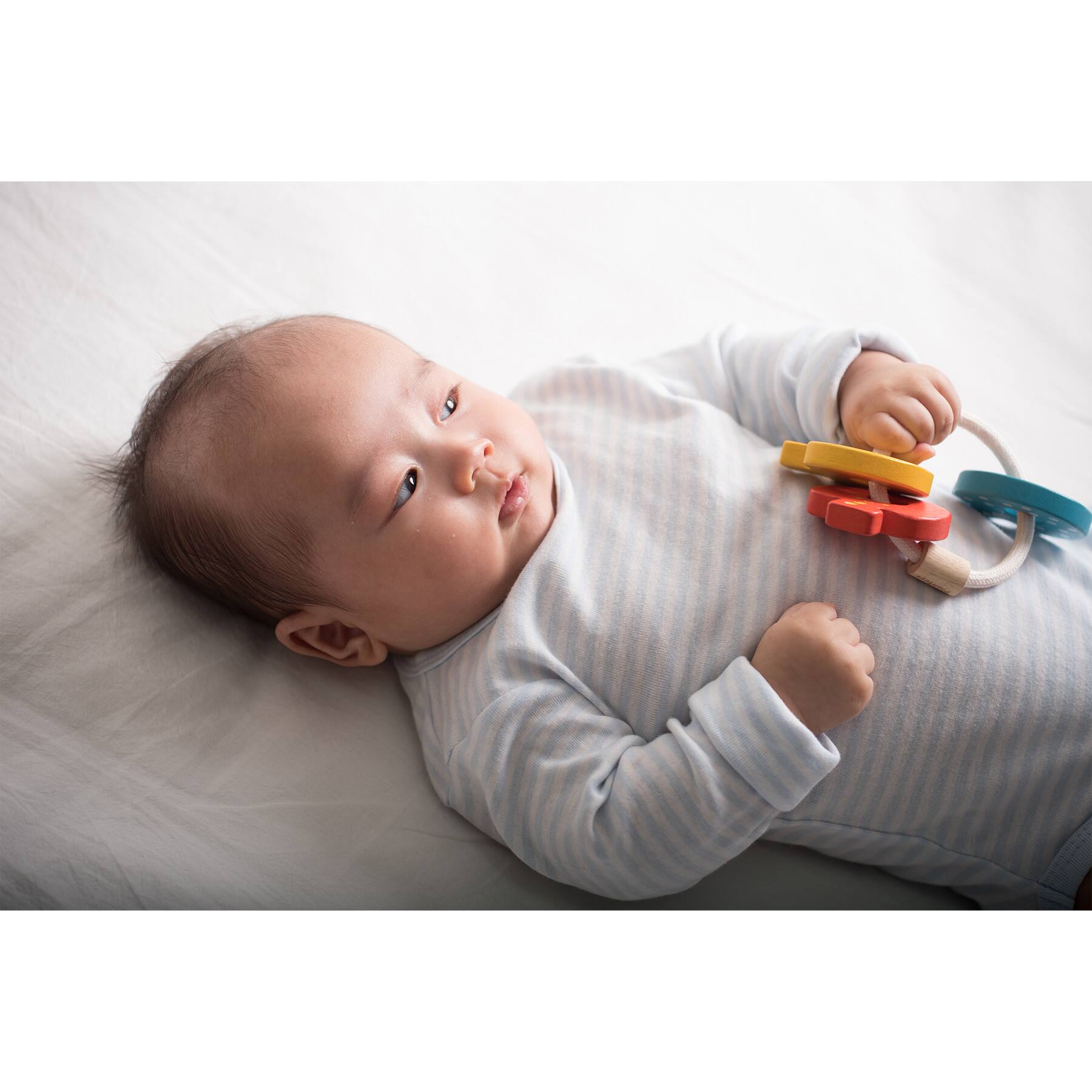 PlanToys Wooden Baby Key Rattle & Teether