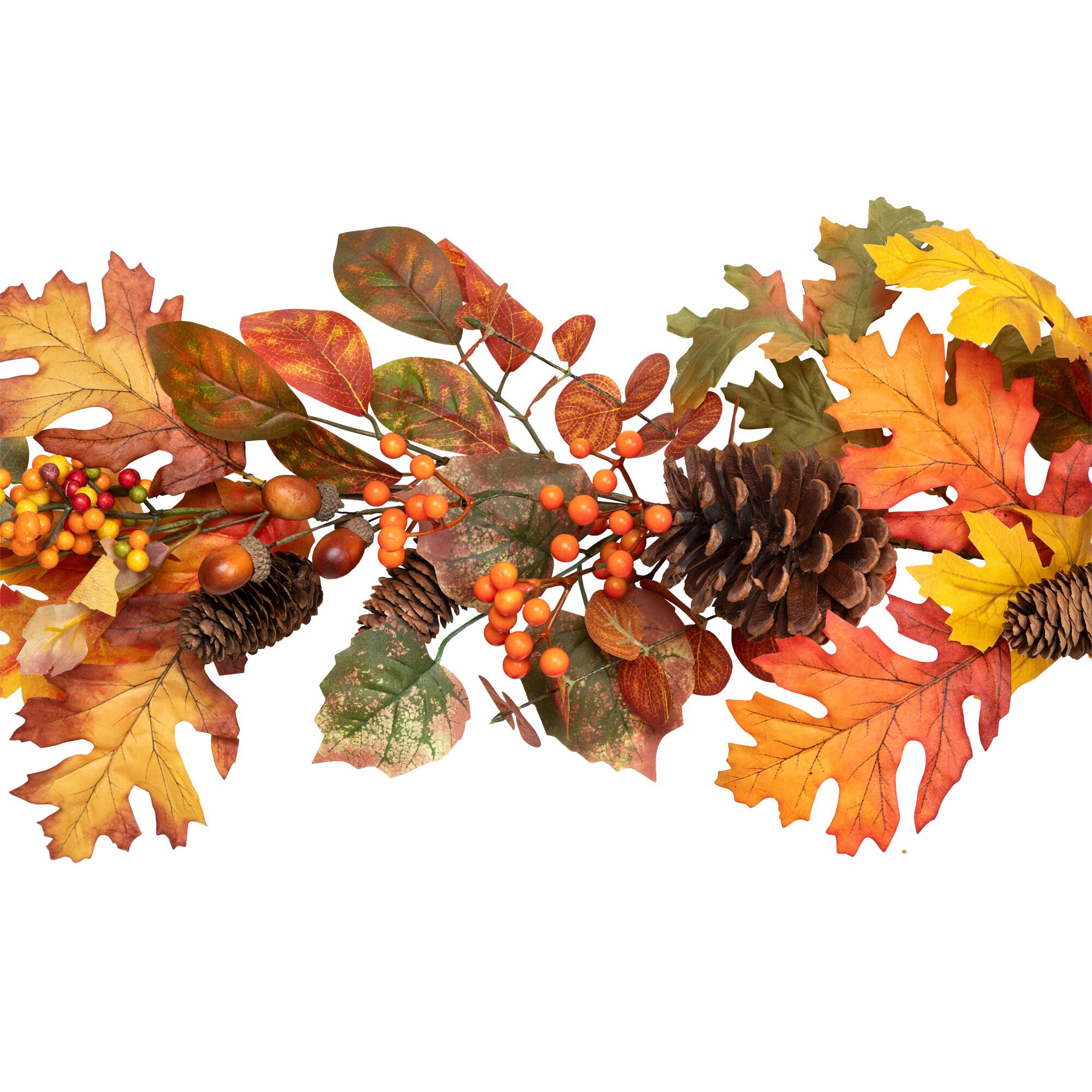5ft. Unlit Autumn Leaves & Pinecone Fall Harvest Artificial Garland