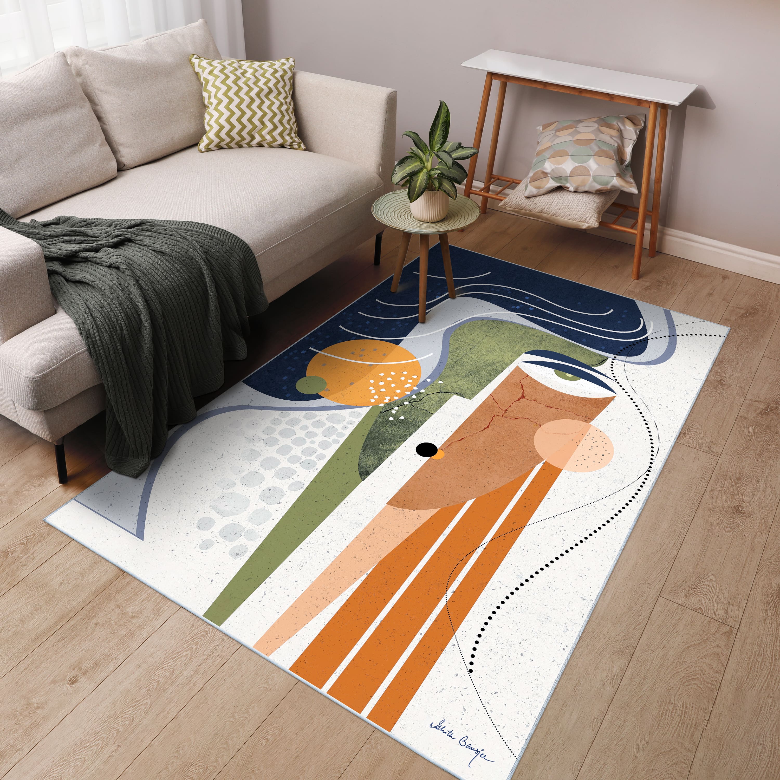 Empire Art Direct 5ft. x 7.5ft. Area I Tapis D'Art Aura Washable Geometric Area Rug
