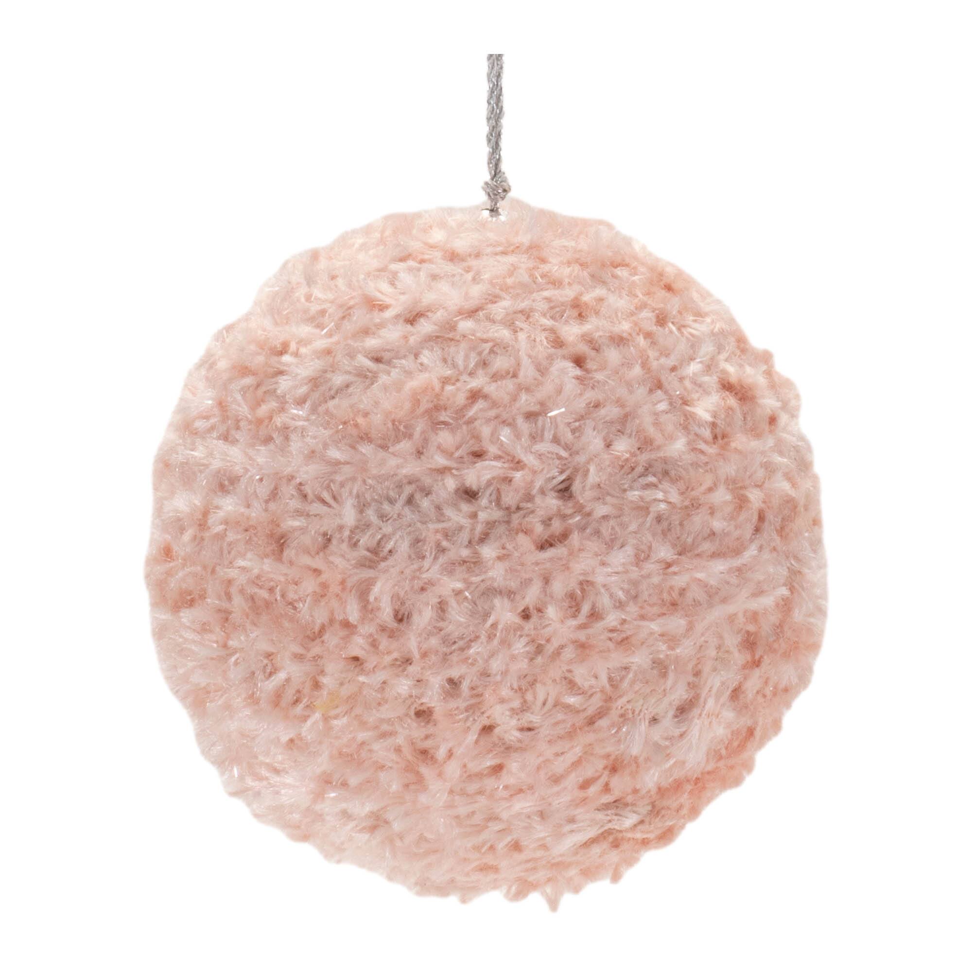 Melrose Pink Furry Ball Ornaments Set