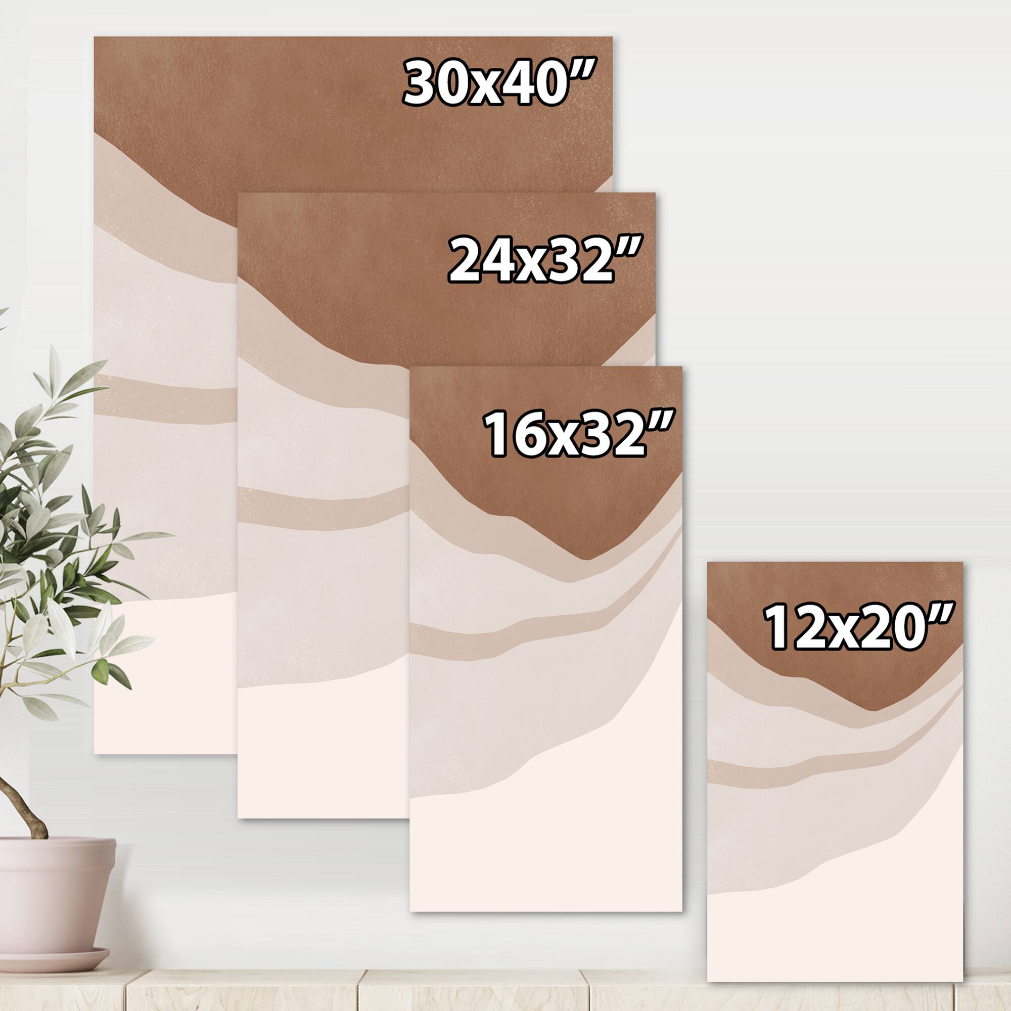 Designart - Terracotta and Ivory Shapes with Scuff Effect - Modern Canvas Wall Art Print