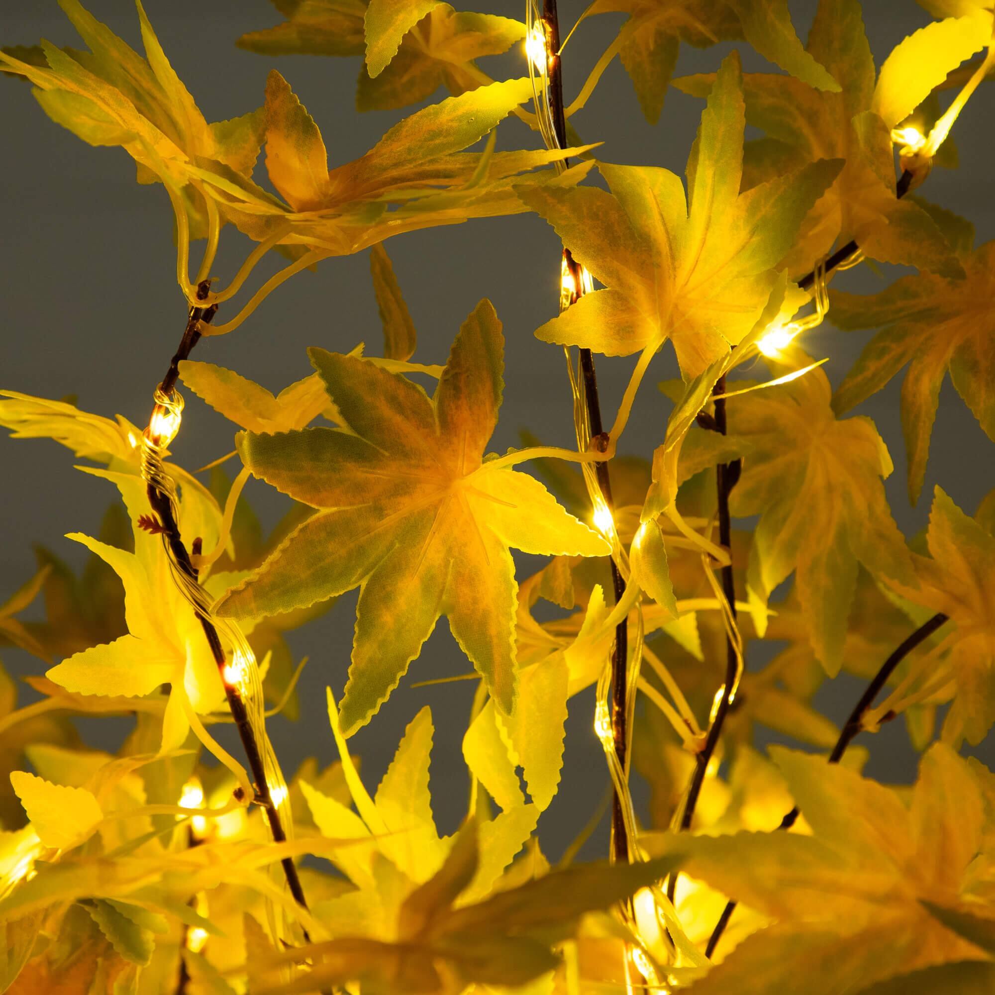 4ft. Pre-Lit Yellow Autumn Maple Artificial Fall Tree with 150 Warm White LED Lights